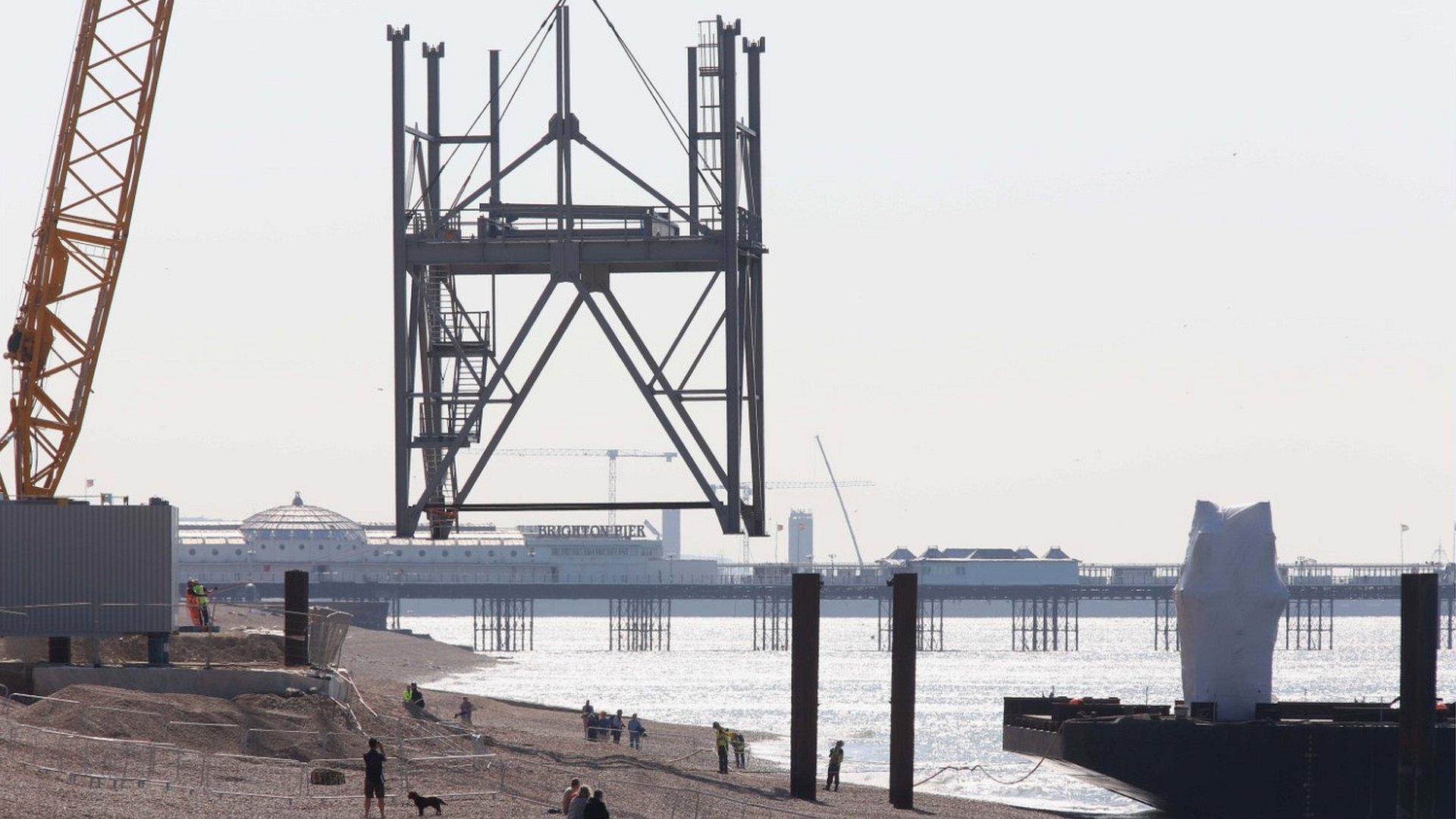 Steel sections being delivered by barge