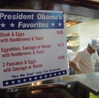 Sign advertising an 'Obama breakfast'