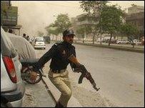 Scene outside an Ahmadi mosque in Lahore, 28 May