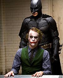 Heath Ledger and Christian Bale in Batman: The Dark Knight