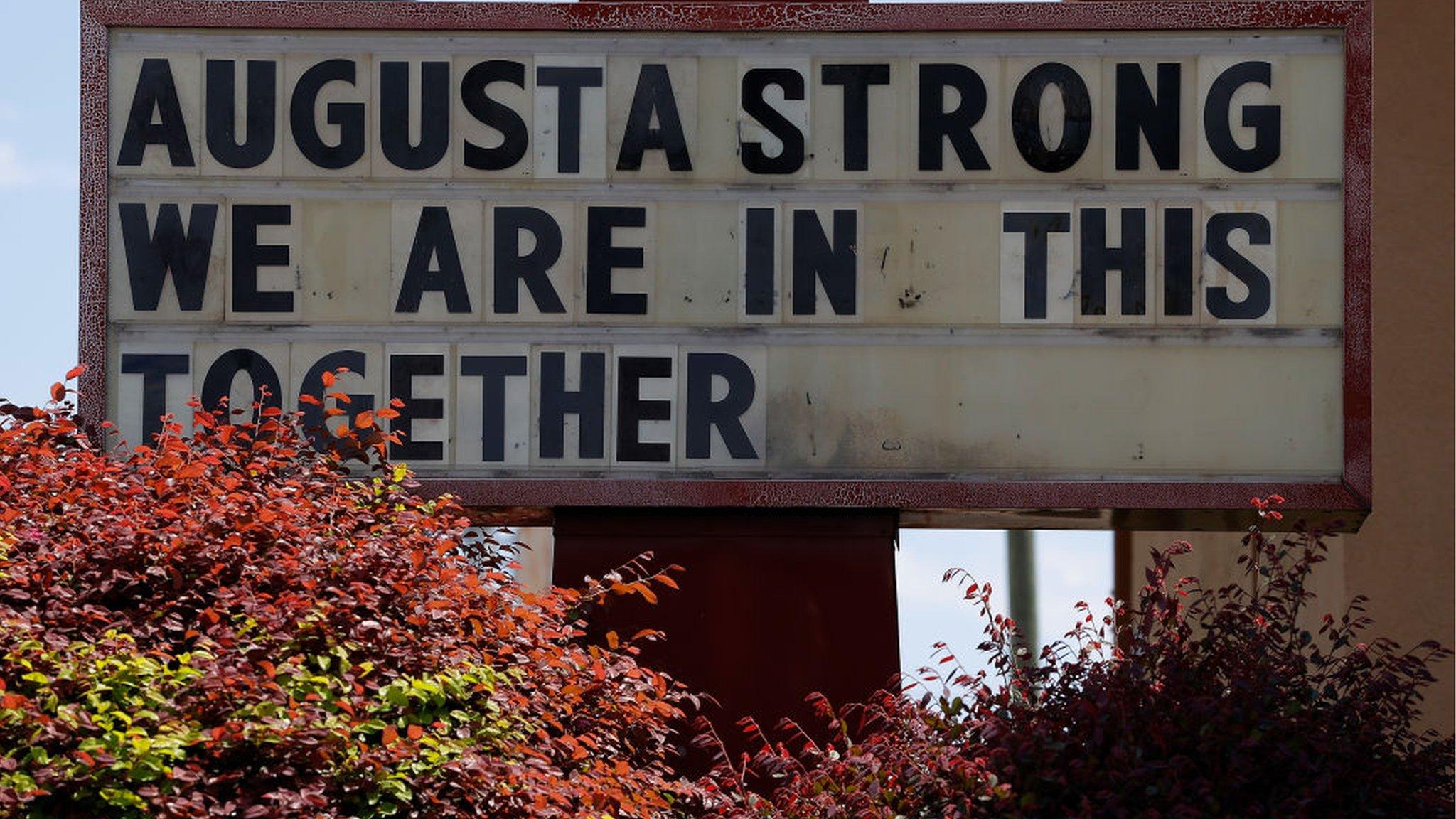 Stay strong sign at Augusta