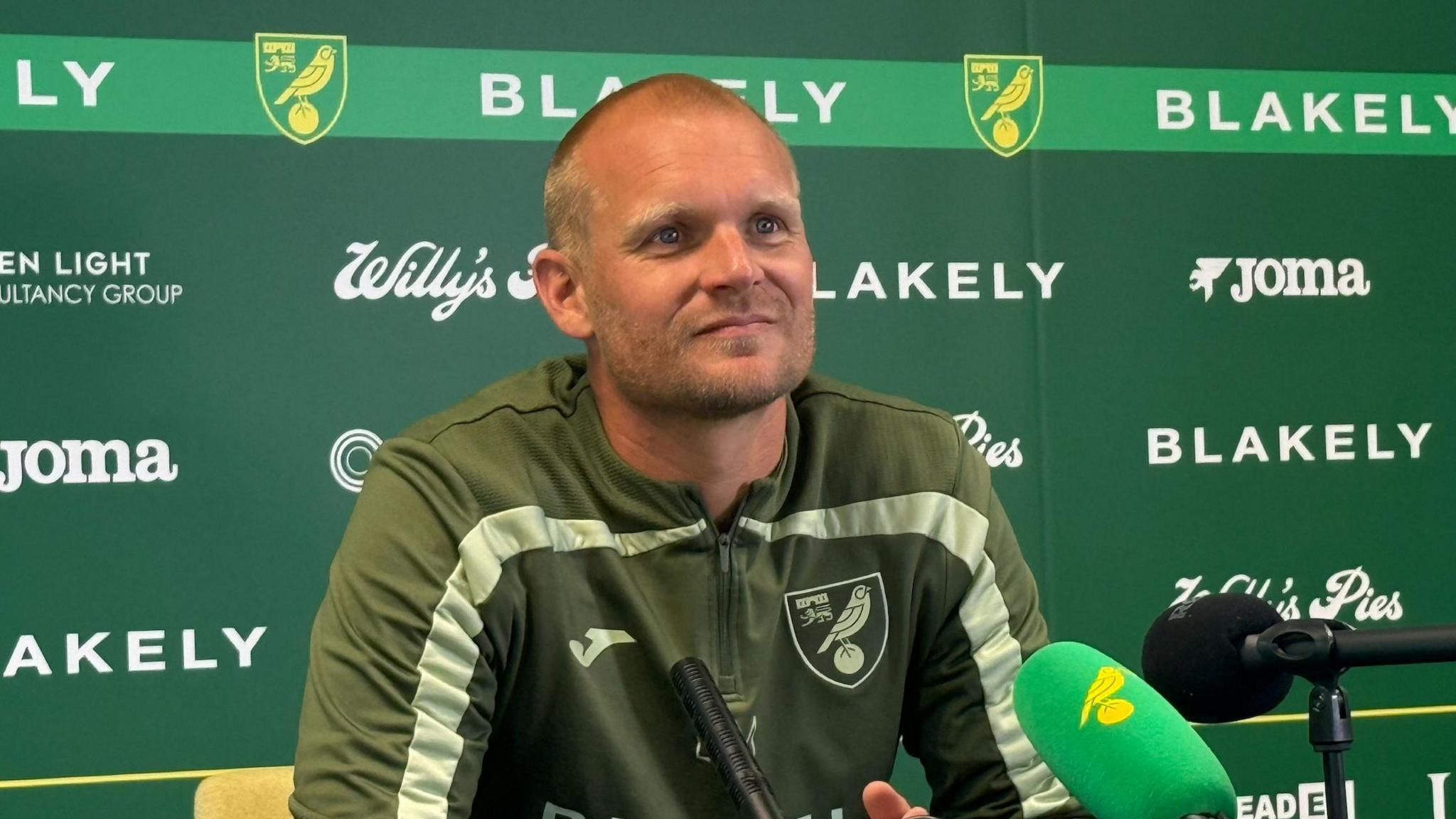 Liam Manning at press conference