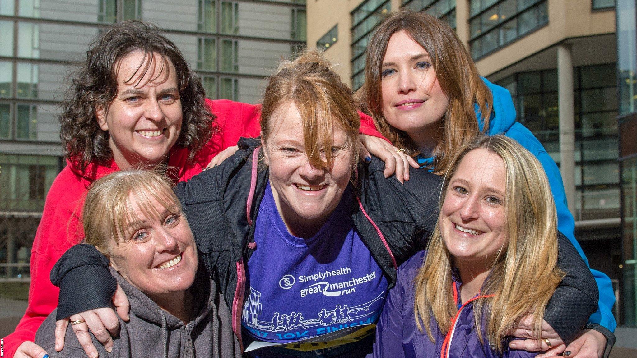 Dawn Nisbet and some of the Bee-Awesome running group