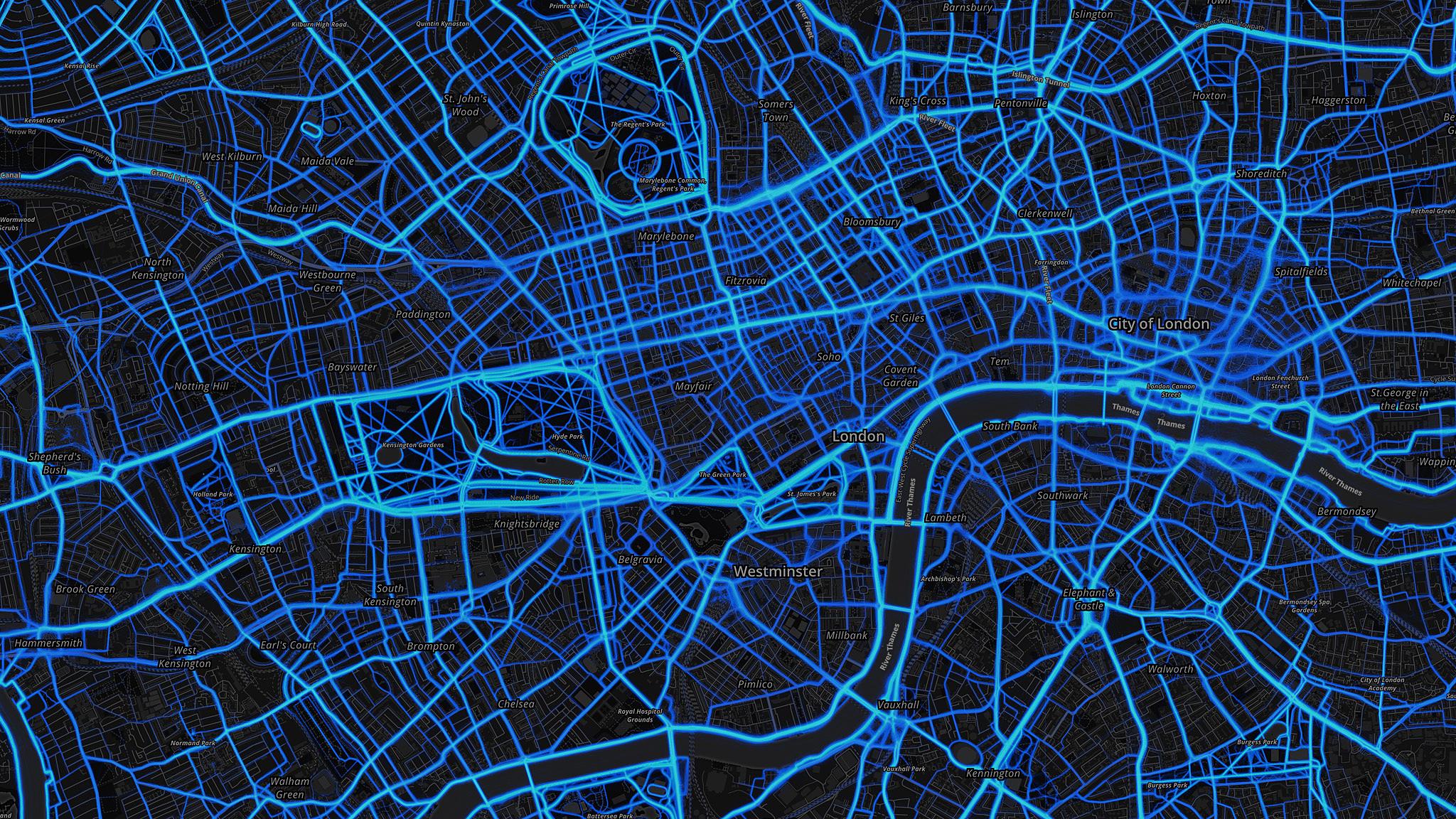 London - running routes (by Strava users 2015)