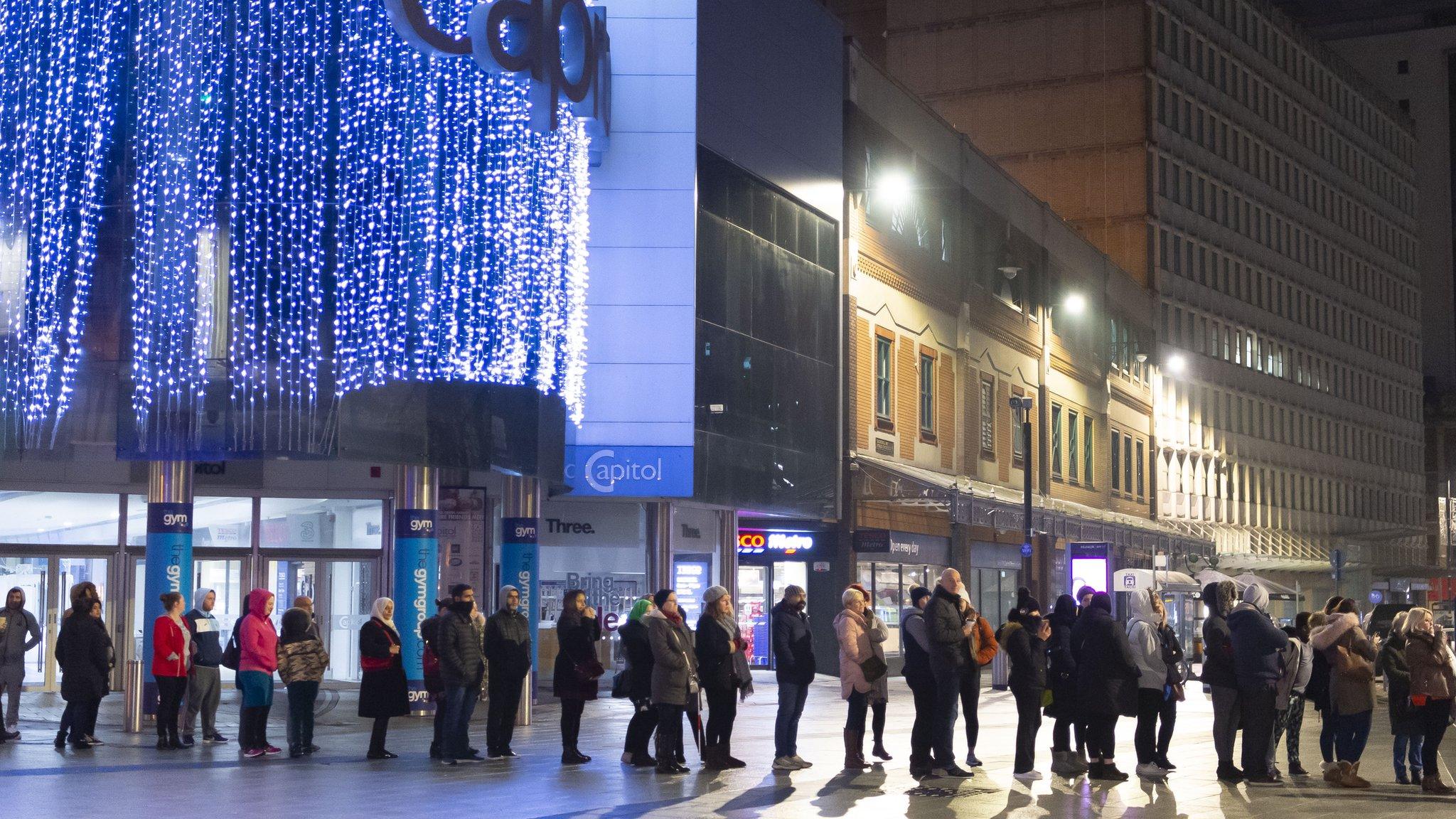 Queues on Queen Street, Cardiff