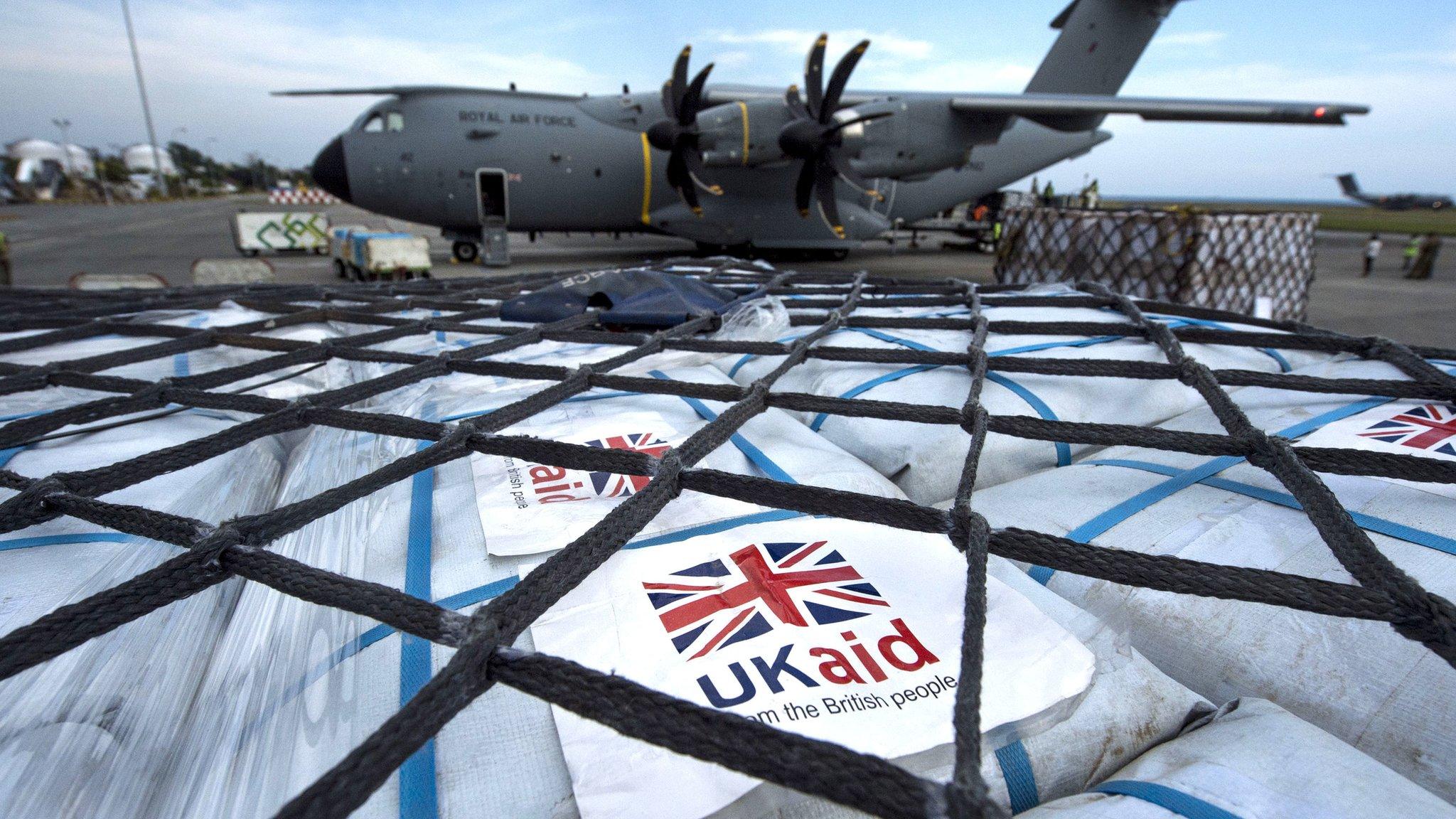 RAF plane delivering supplies to indonesia