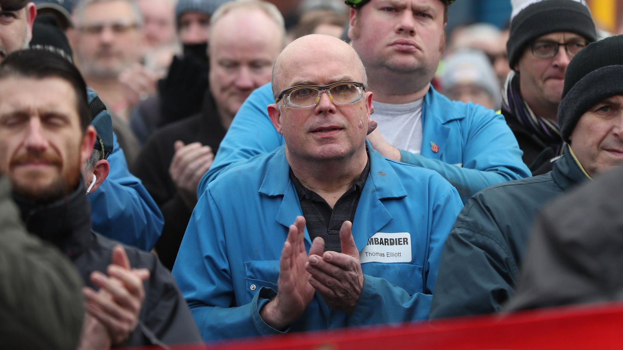 Bombardier workers in Belfast