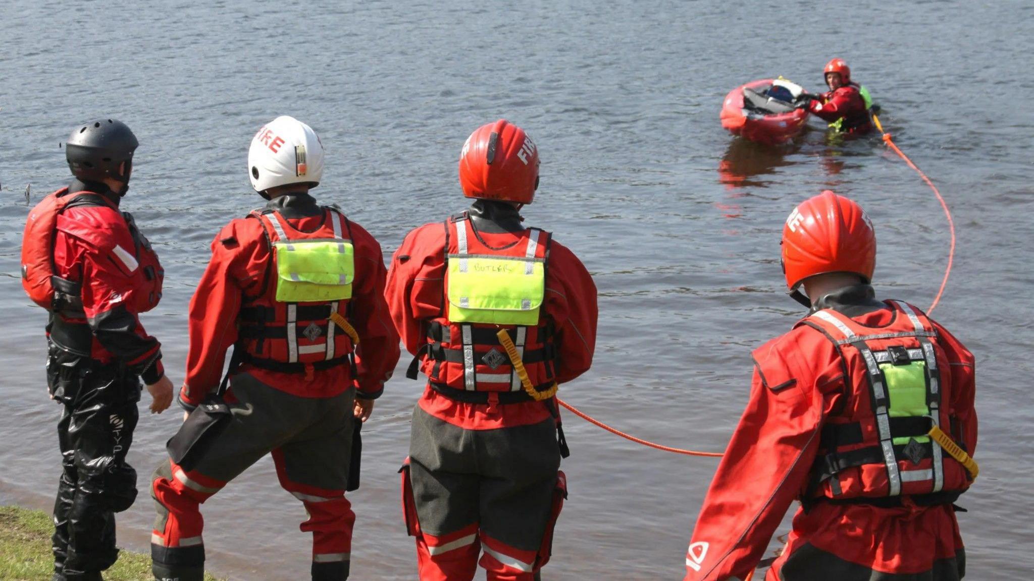 Practice water rescue taking place