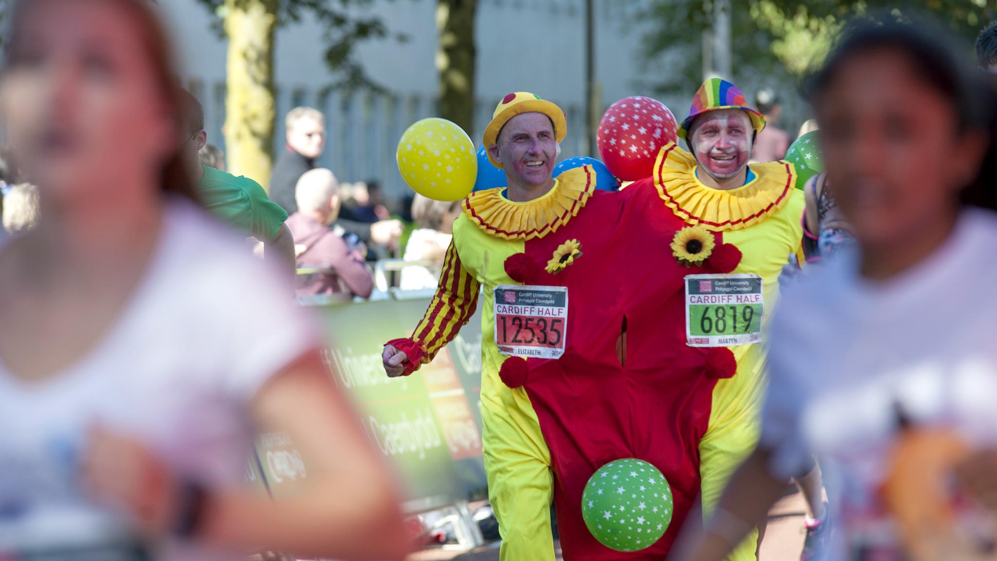 Runners in costume during the Cardiff Half Marathon