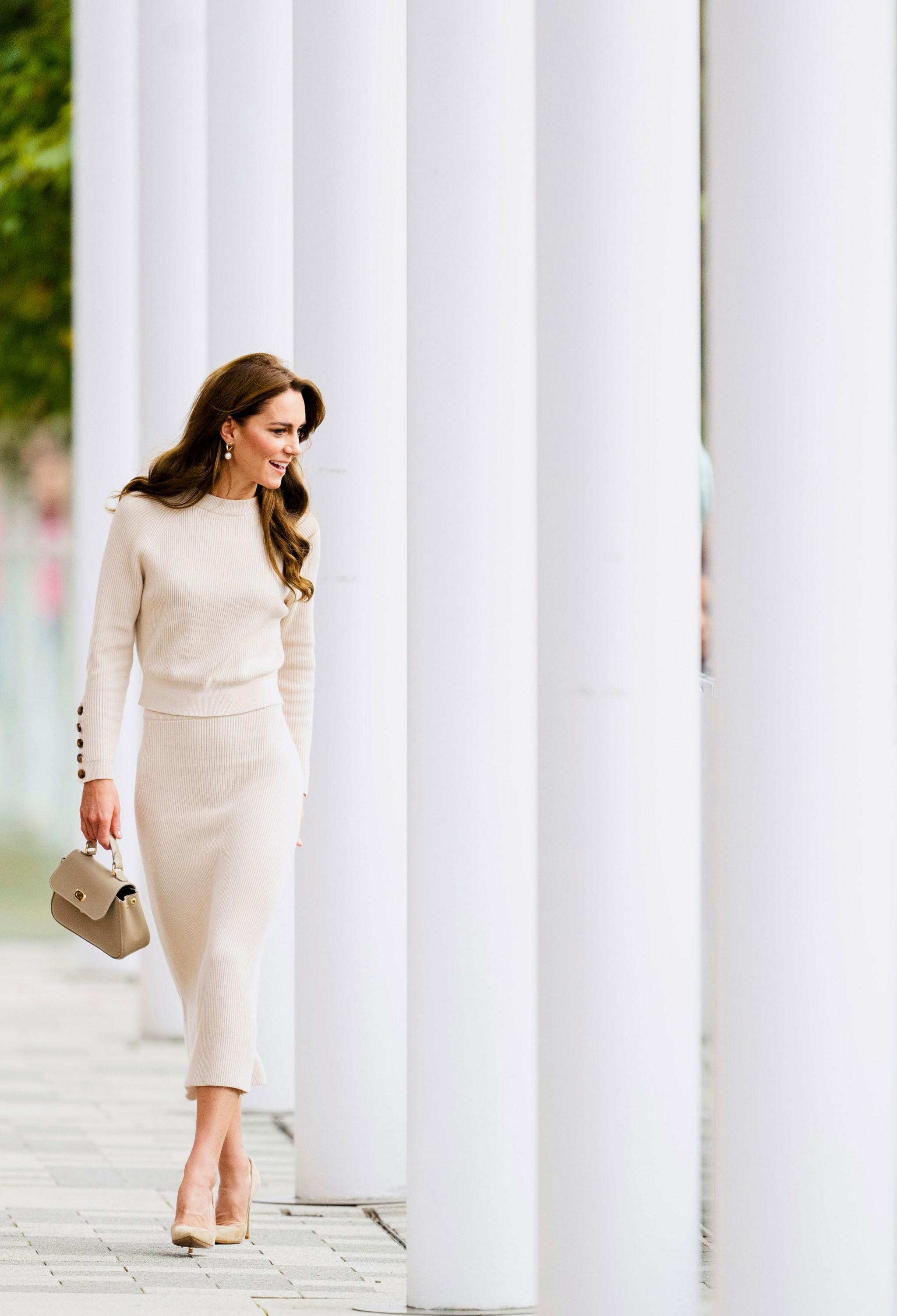 The Princess of Wales in a cream outift