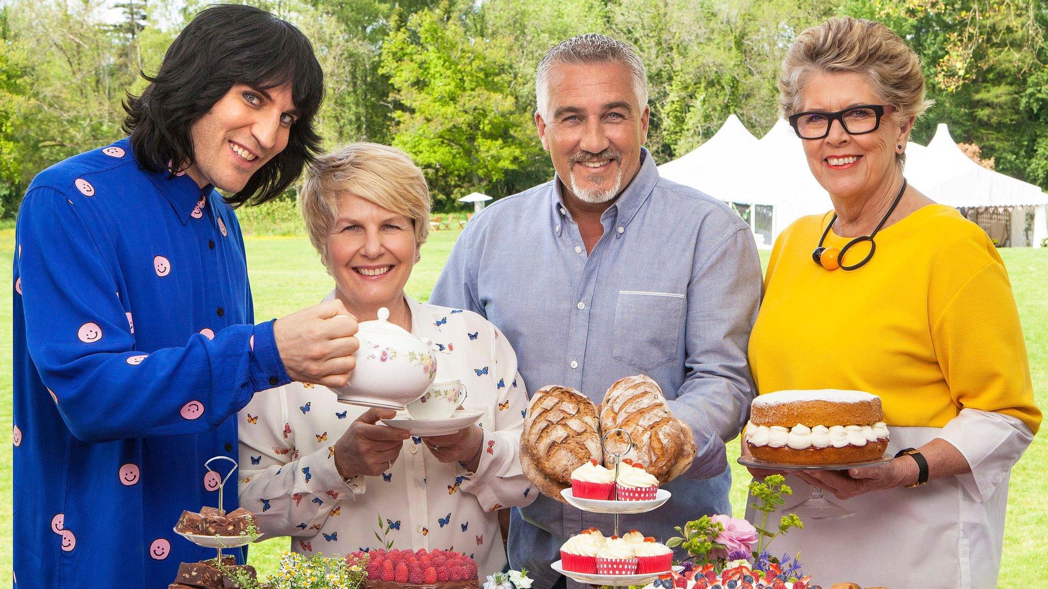 Handout photo issued by Channel 4 of the judges and presenters for The Great British Bake Off (left to right) Noel Fielding, Sandi Toksvig, Paul Hollywood and Prue Leith.