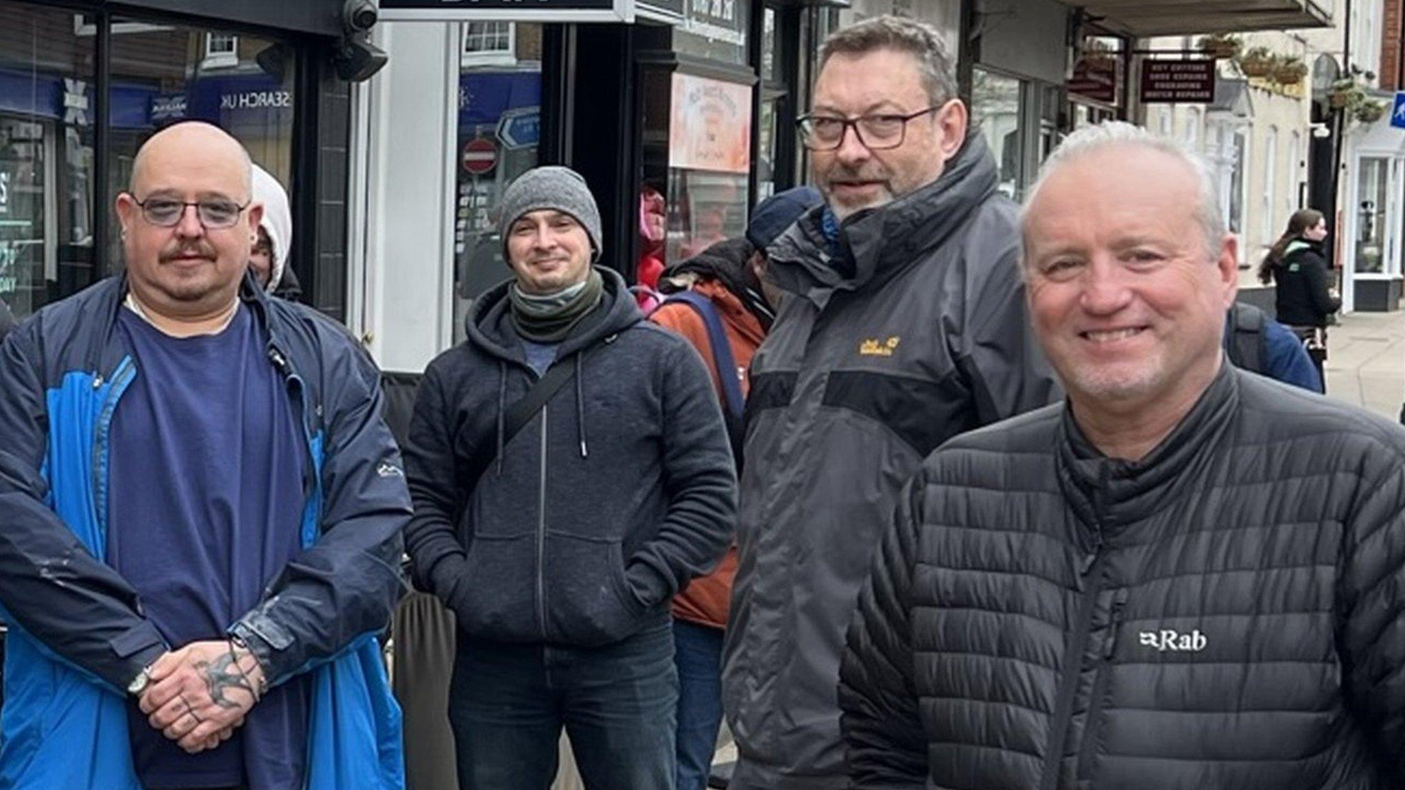 Men To Talk group outside Jones' Café Bar in Biggleswade