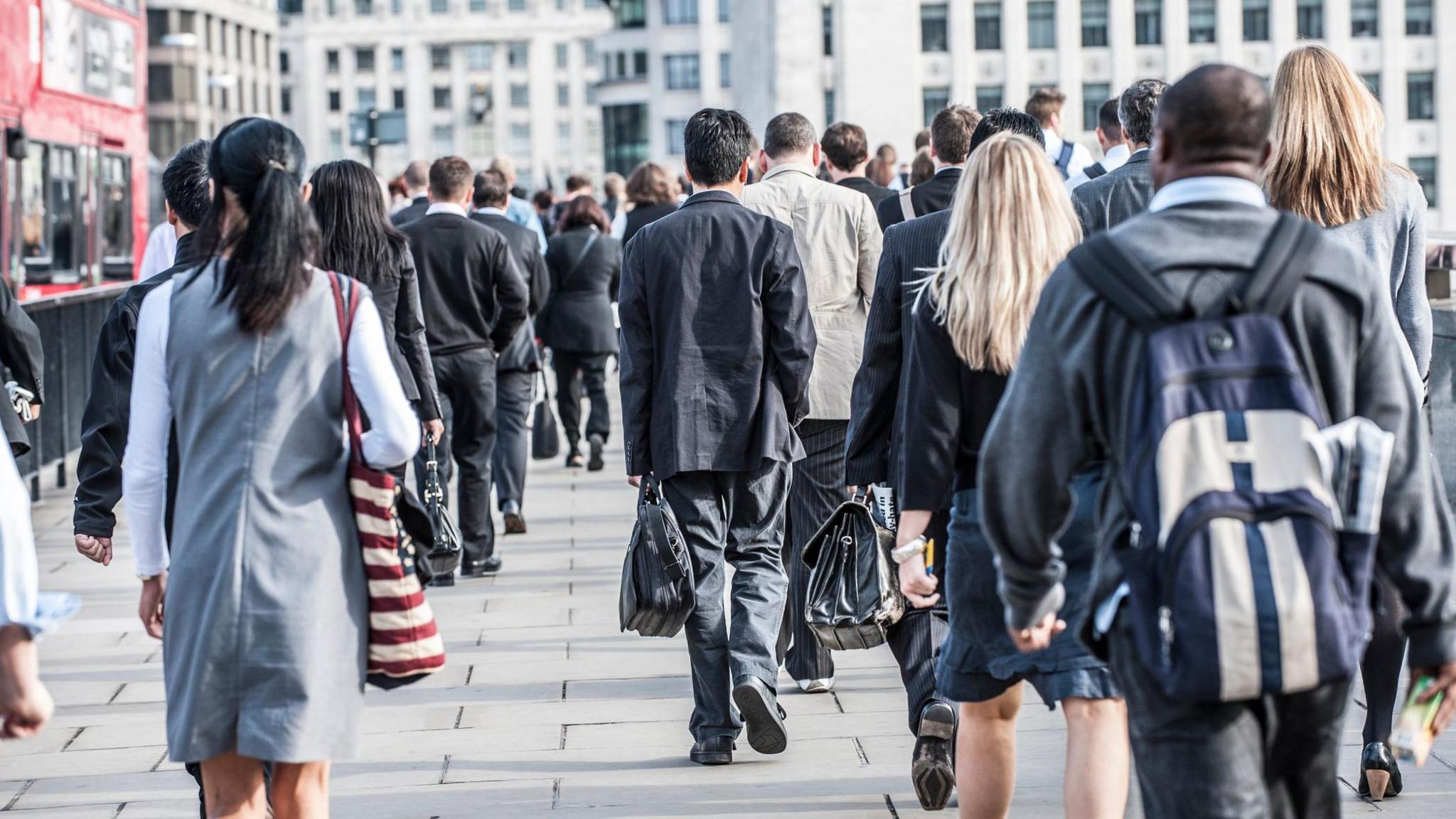 Stock image of commuters in London