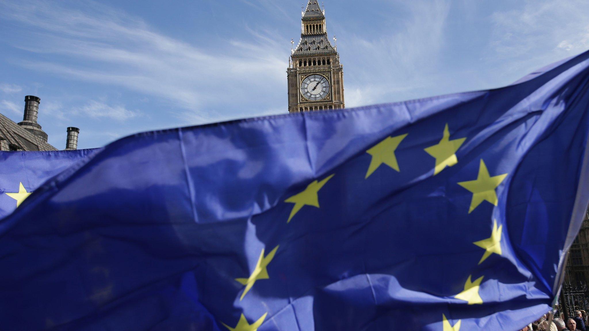 EU flag outside Parliament