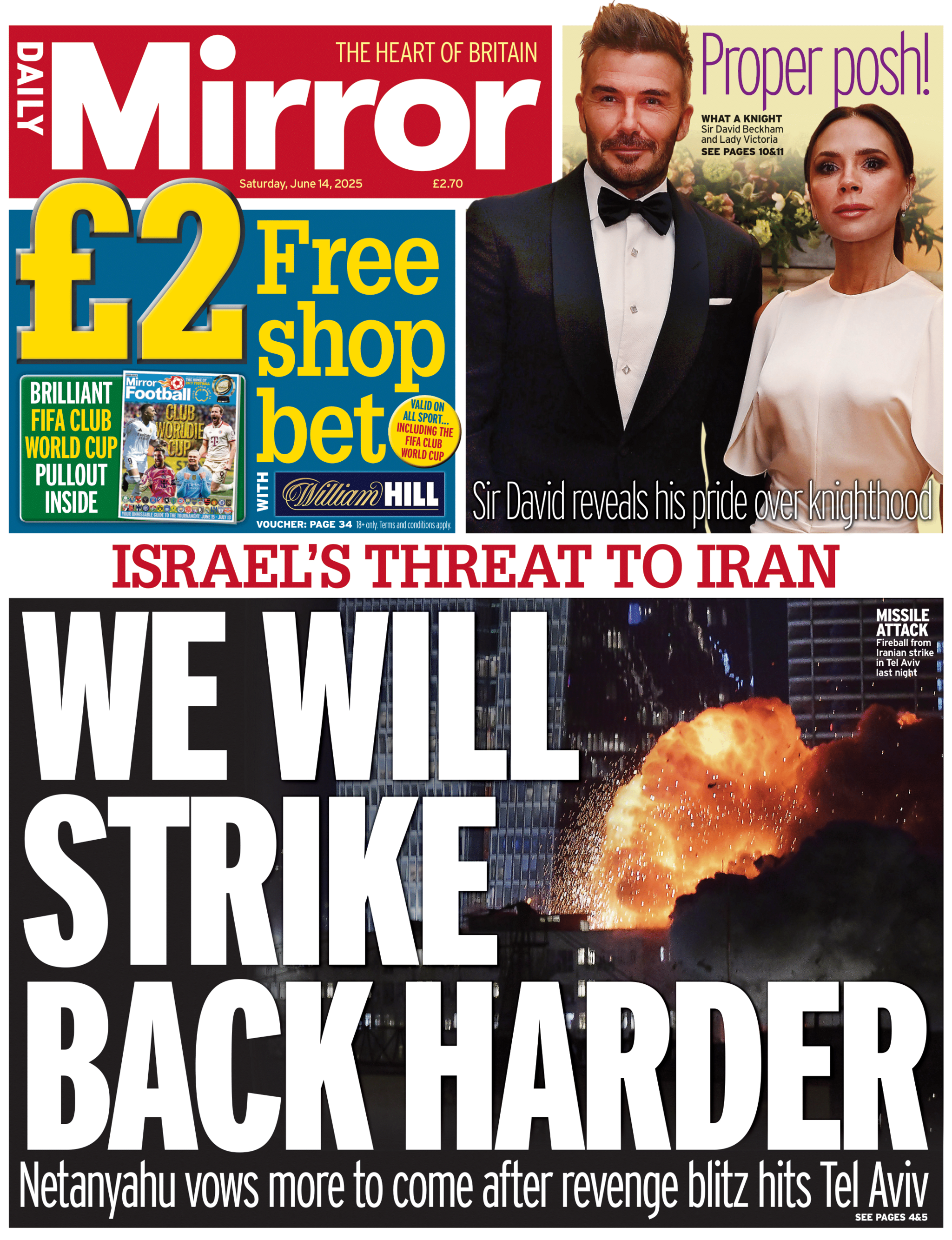 The front page of the Daily Mirror