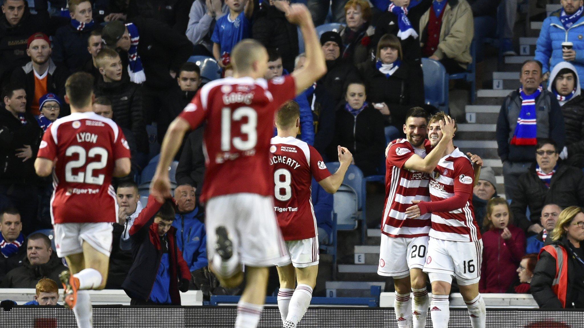 Hamilton celebrate at Ibrox