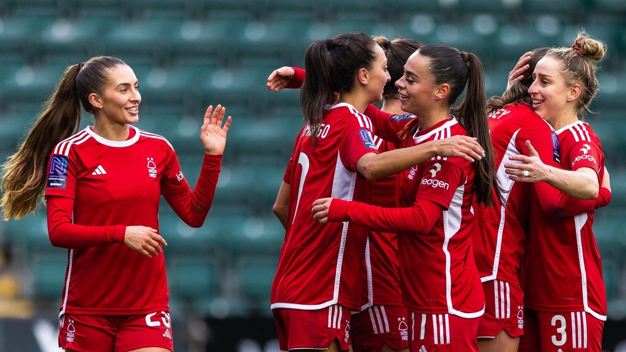 Nottingham Forest celebrate a goal in the Women's FA Cup