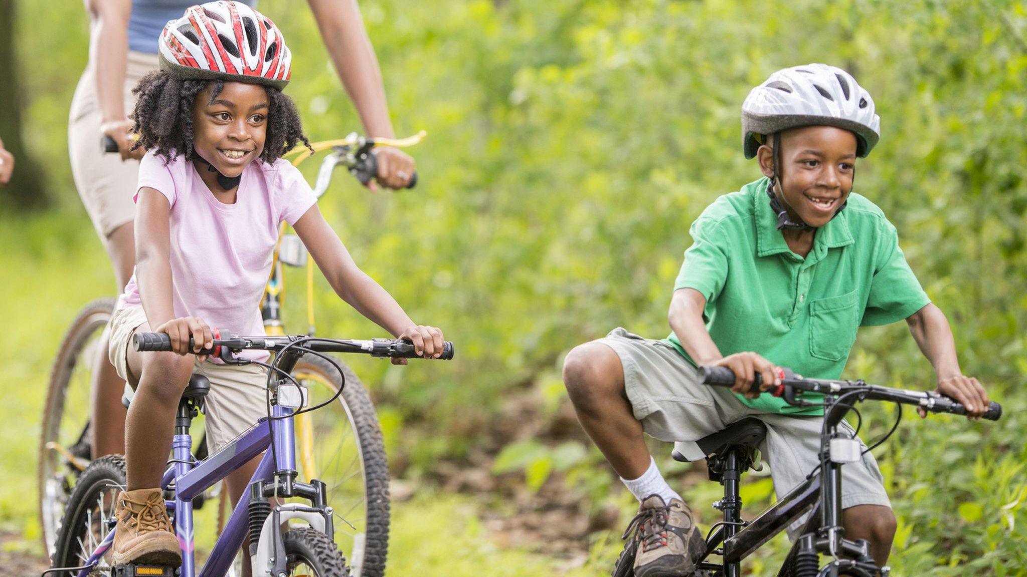 two children cycling