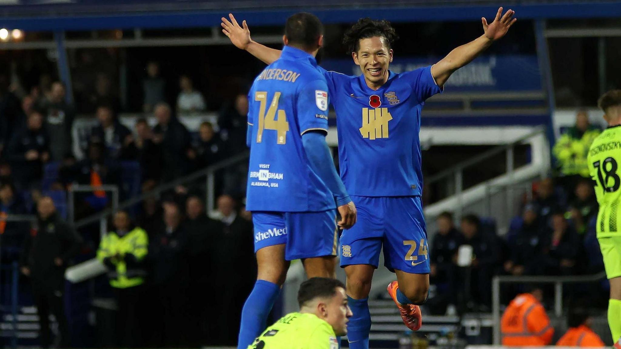 Tomoki Iwata and Keshi Anderson celebrating