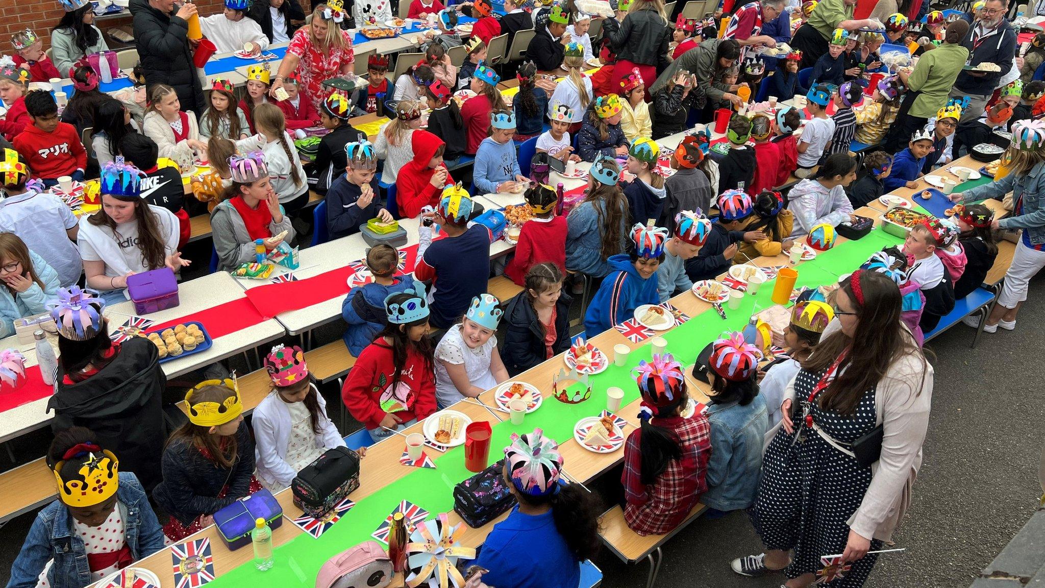 Queen's Platinum Jubilee at St Luke's Primary School, in Thurnby, Leicestershire,