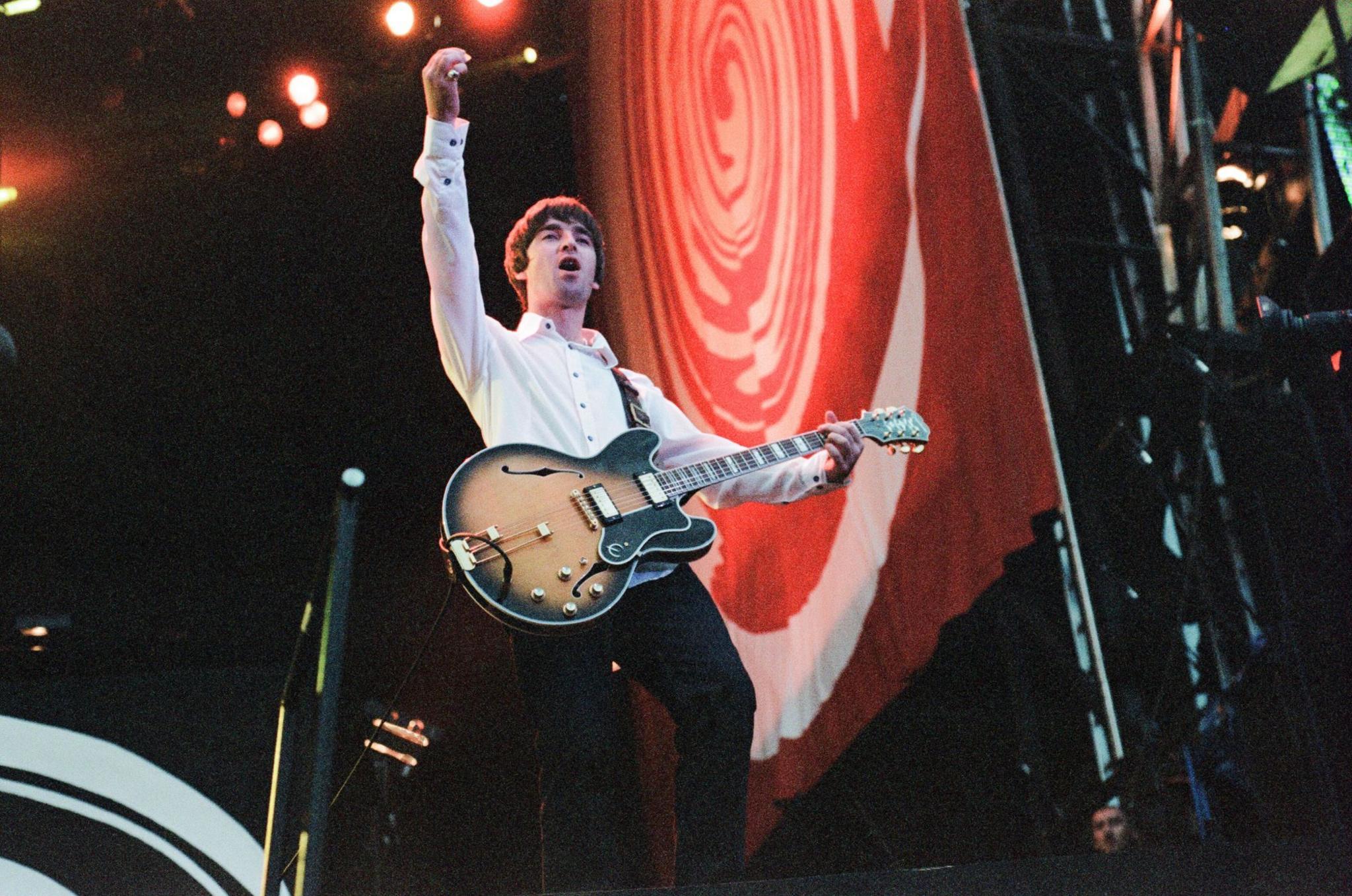 Noel Gallagher on stage at Balloch