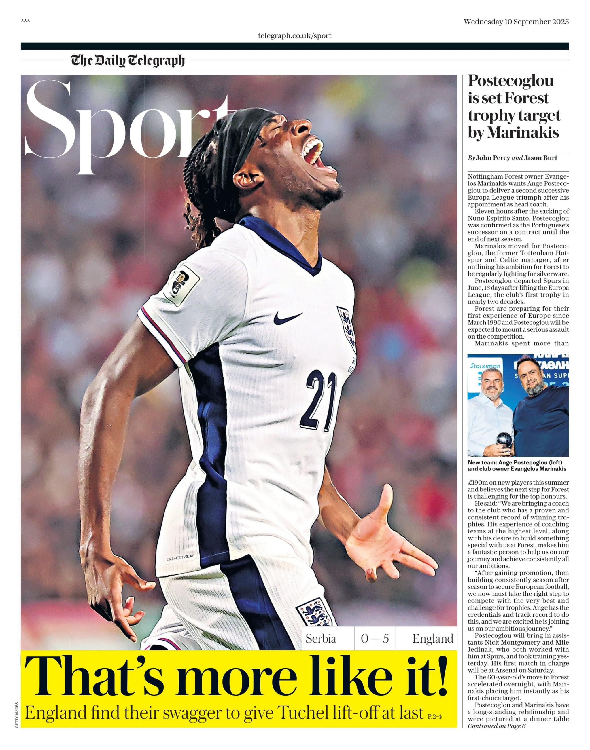 Daily Telegraph sports section