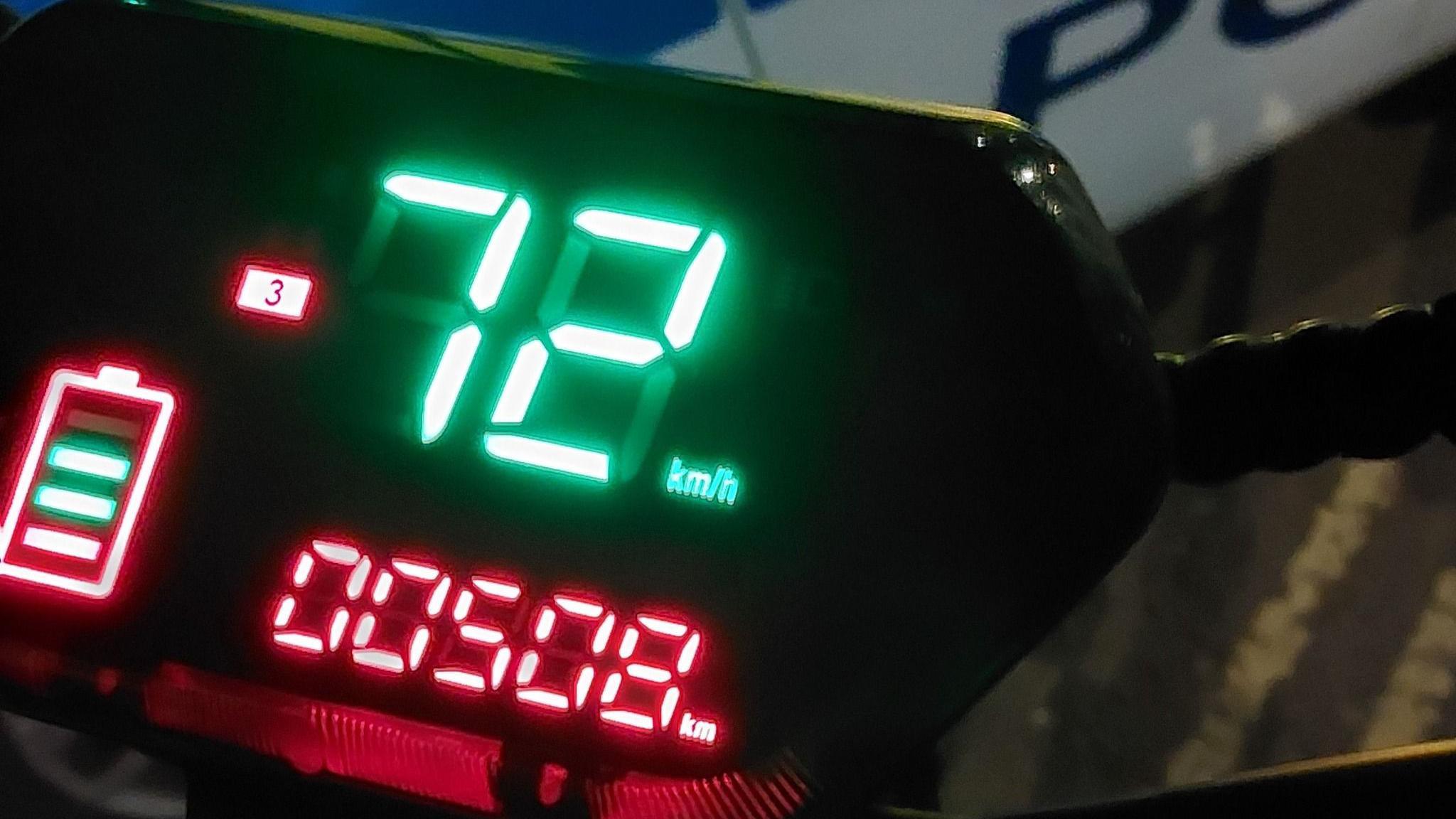 An image of a scooter showing it was travelling at more than 70km/h