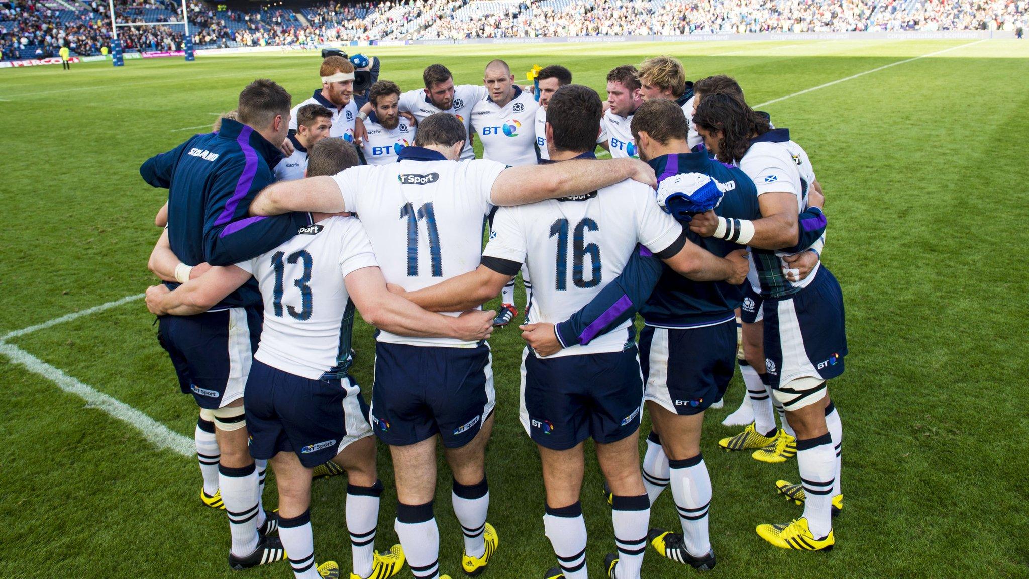 Scotland team after full-time at Murrayfield