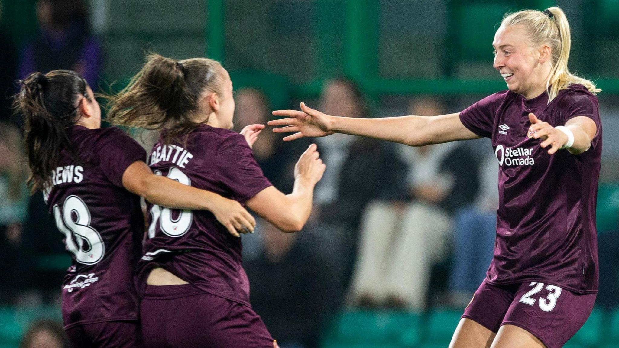 Hearts players celebrating