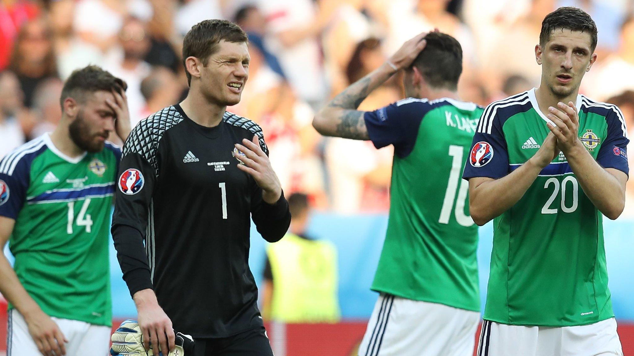 Northern Ireland players at the end