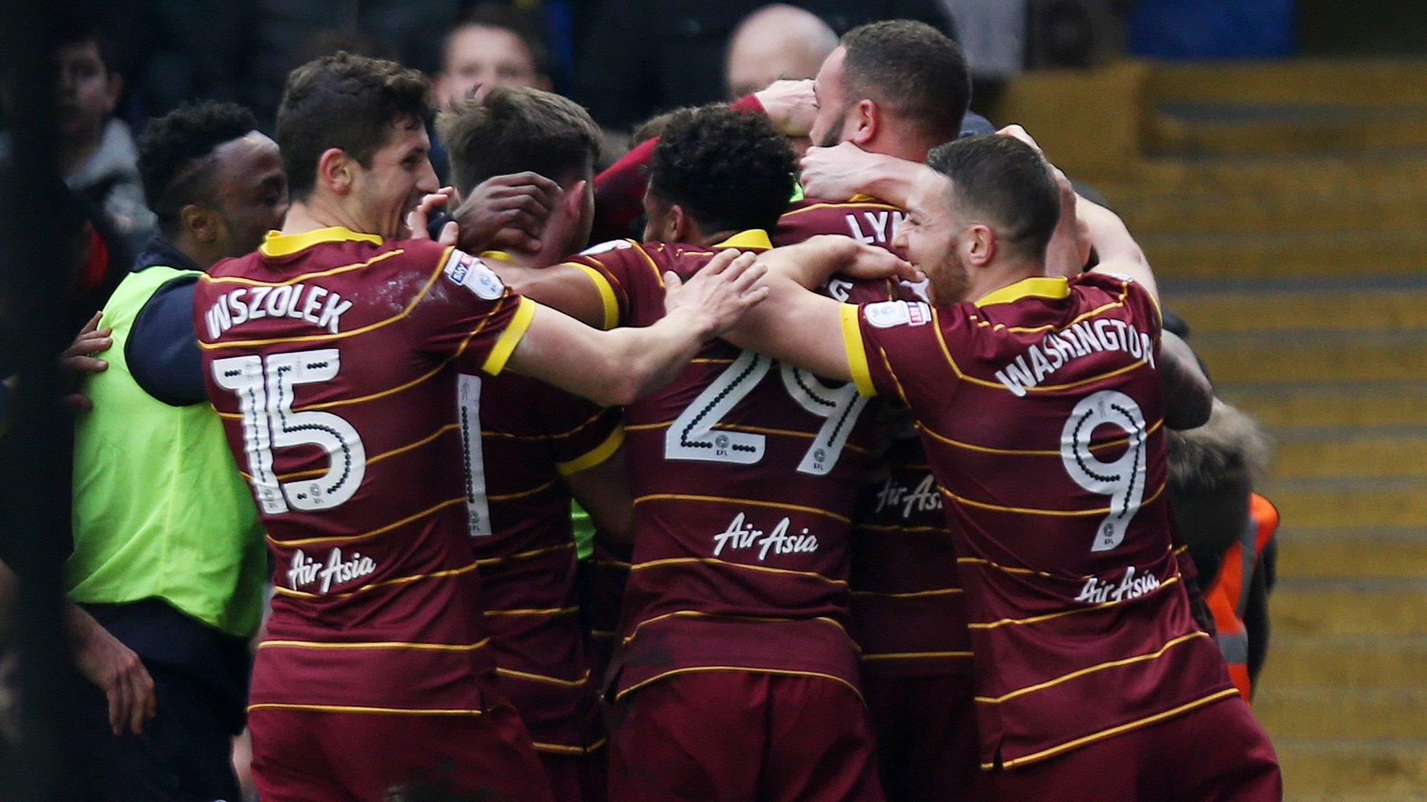 QPR's players, including Conor Washington, who went on to get QPR's second goal, celebrate Matt Smith's opener at St Andrew's