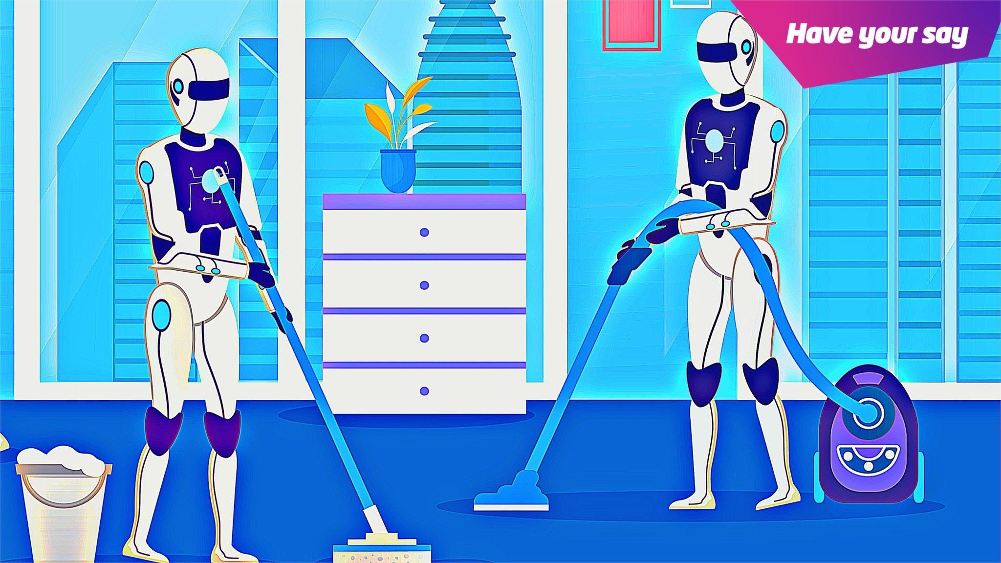 robots vacuuming a room.