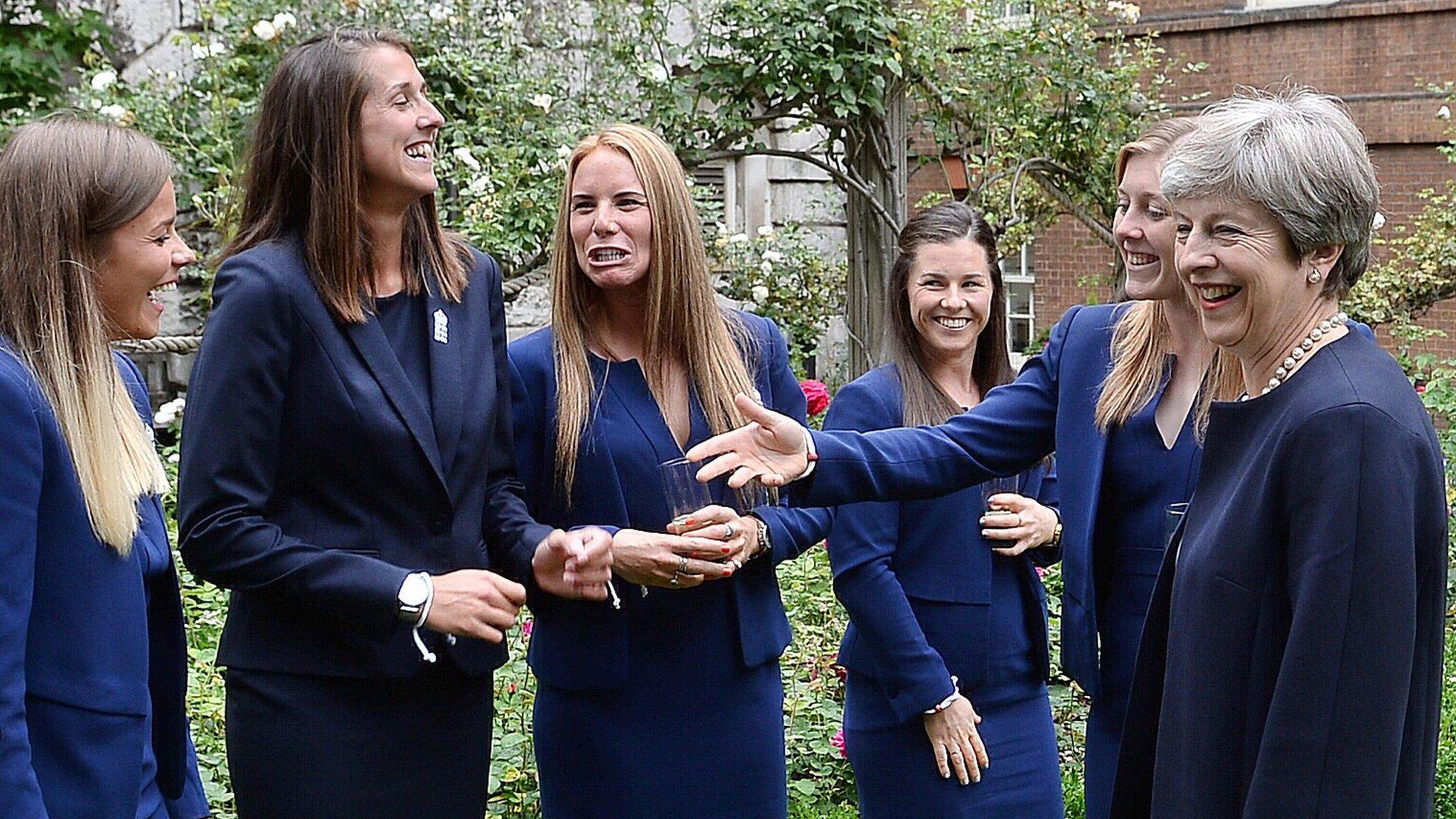 England women's team and Theresa May