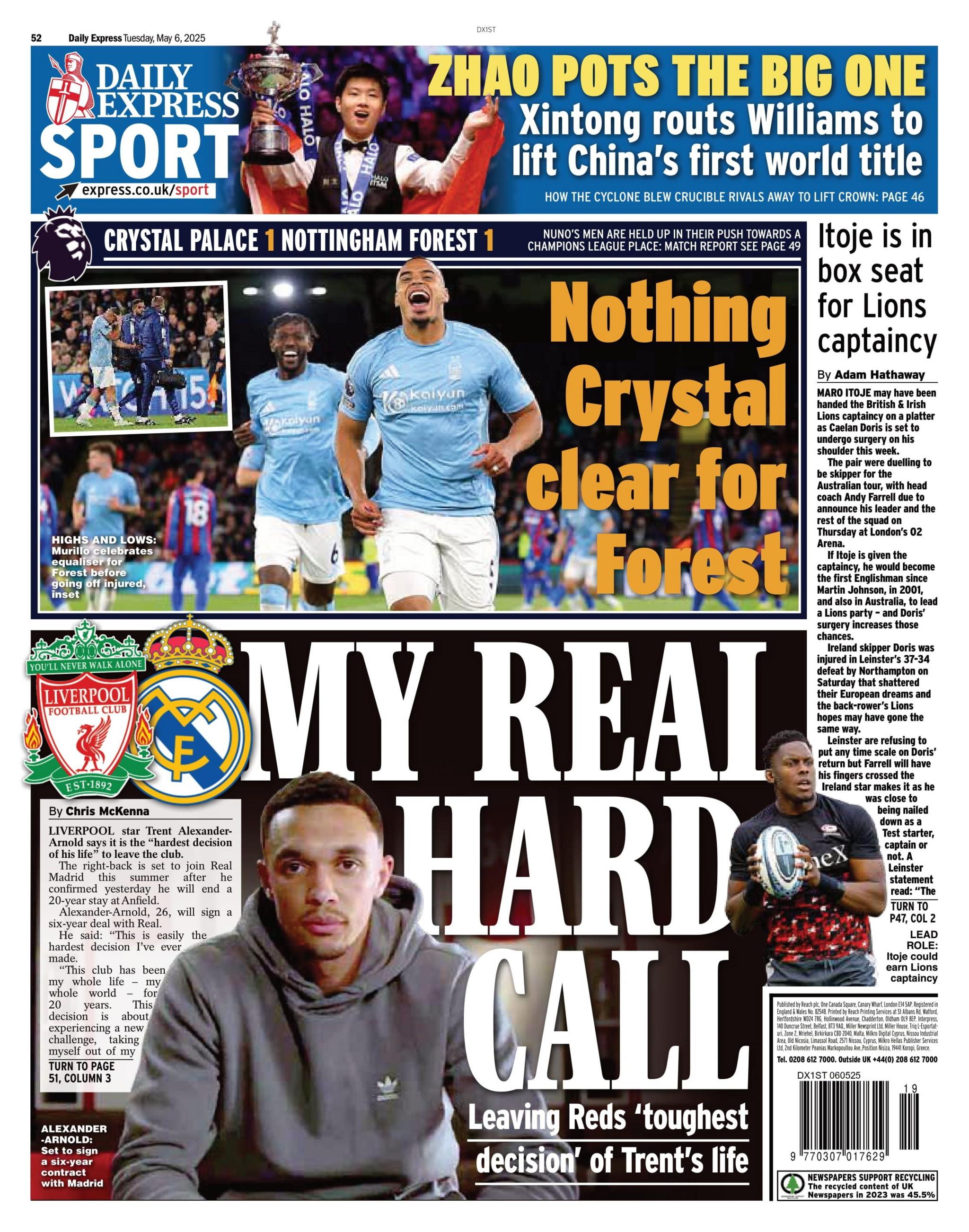 Daily Express back page