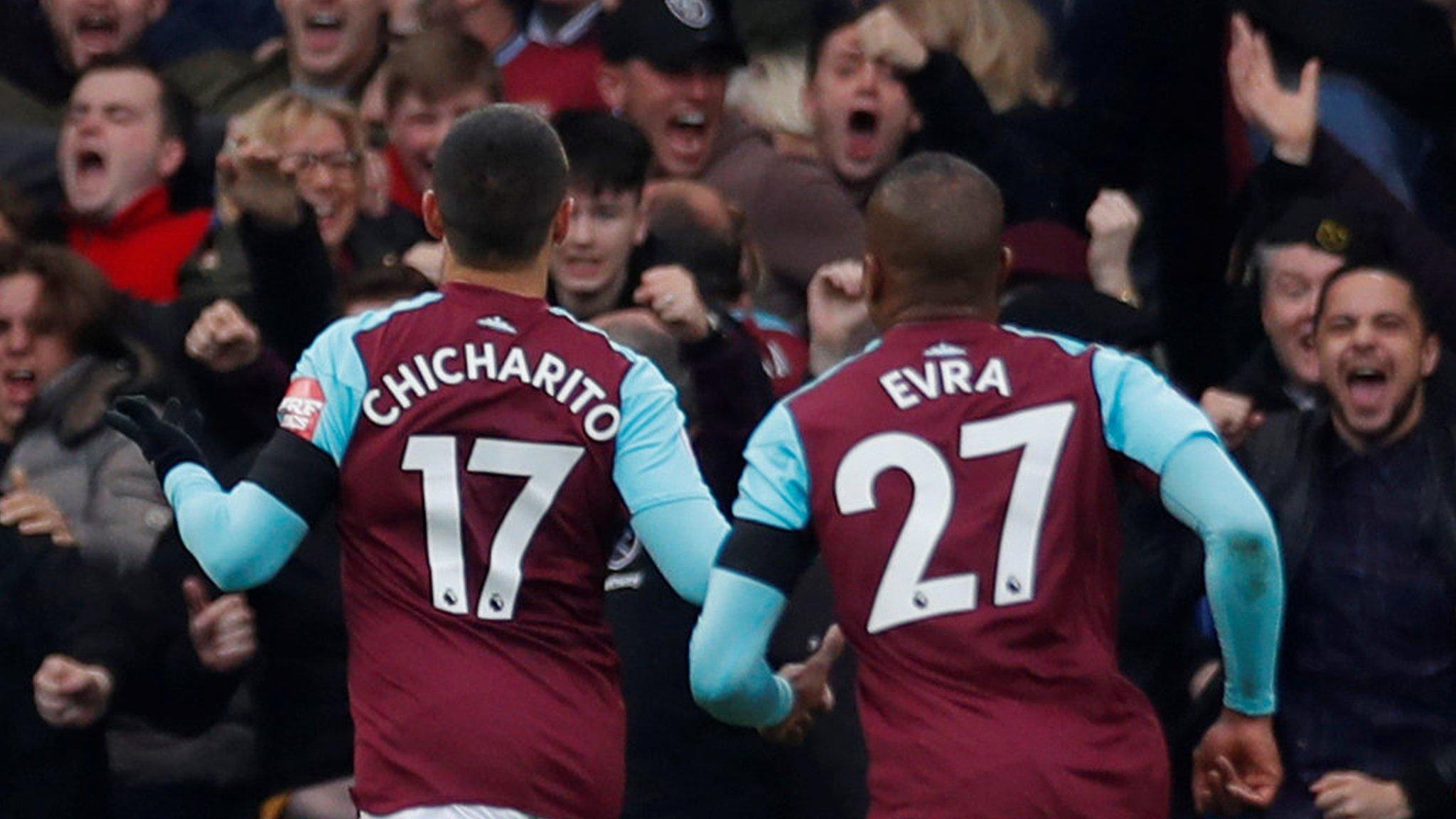 Javier Hernandez and Patrice Evra celebrate goal