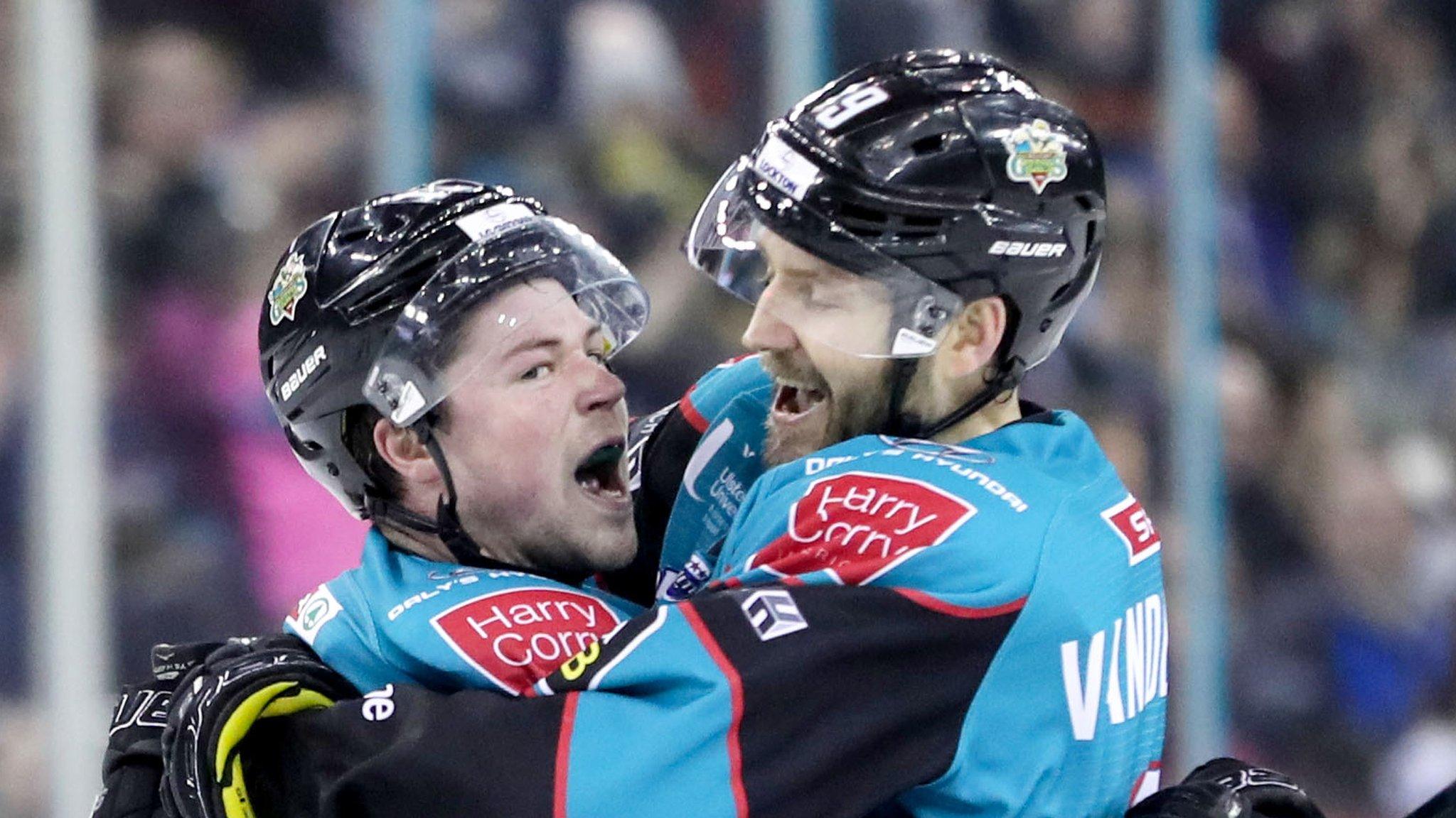 The Giants celebrate scoring against Glasgow