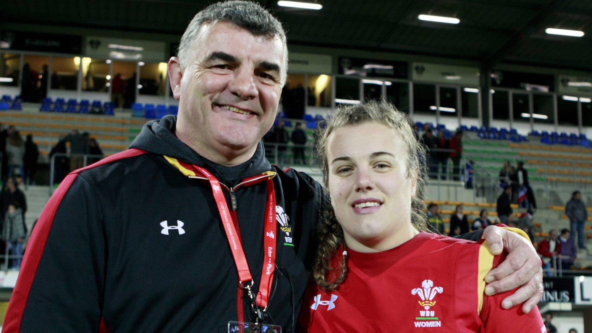 Carys Phillips with head coach and father Rowland Phillips