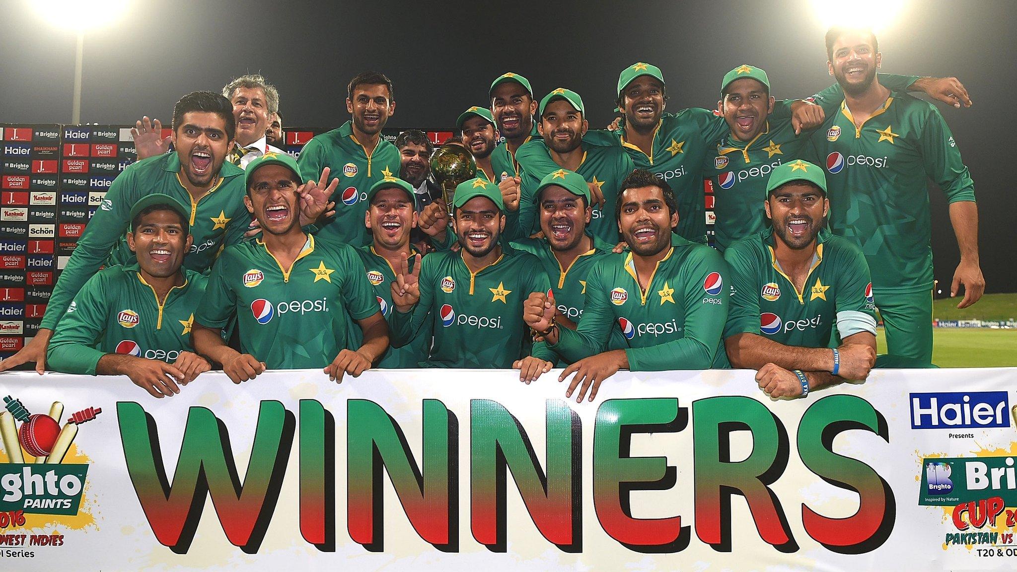 Pakistan celebrate after the one-day series