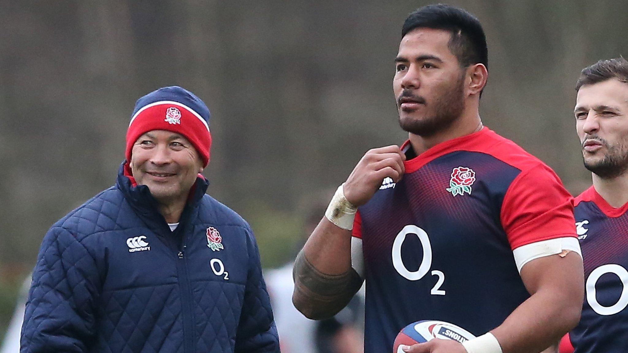 England's Manu Tuilagi and coach Eddie Jones