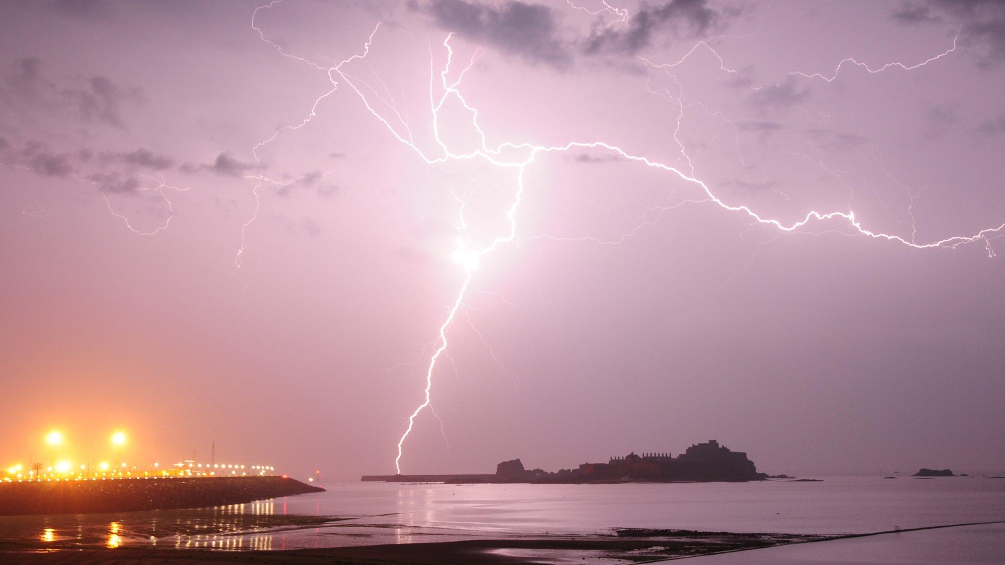 Lightning over St Aubin's Bay, Jersey