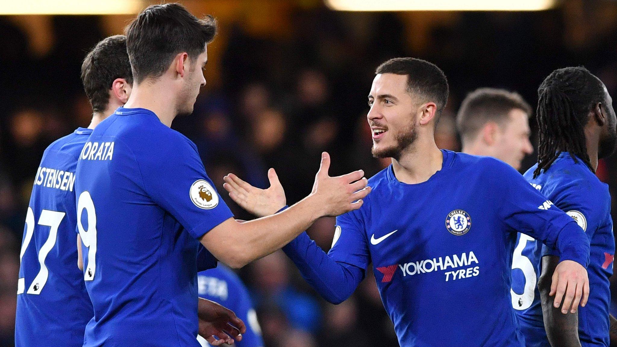 Chelsea's players celebrate scoring against west Brom