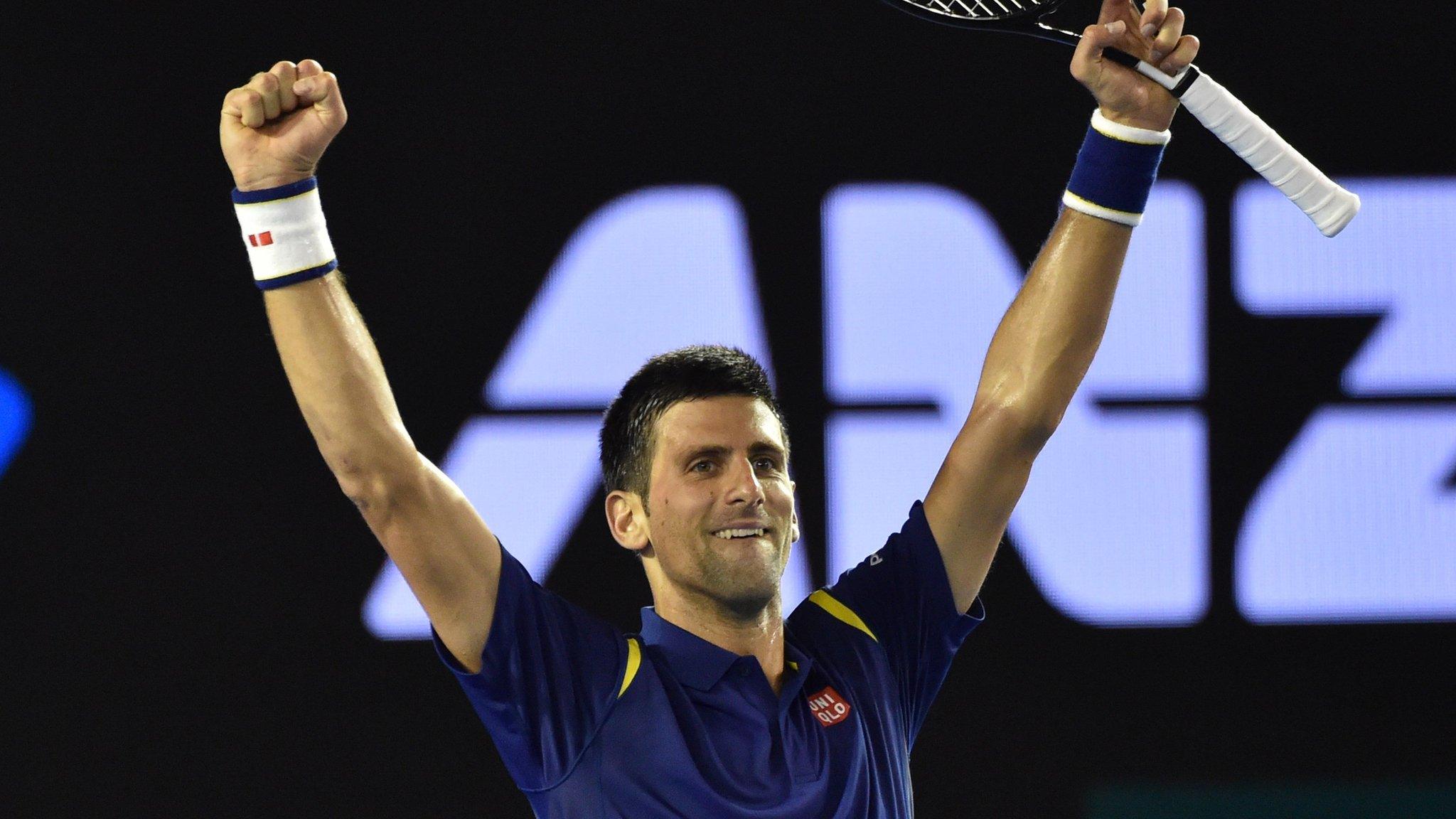 Novak Djokovic celebrates