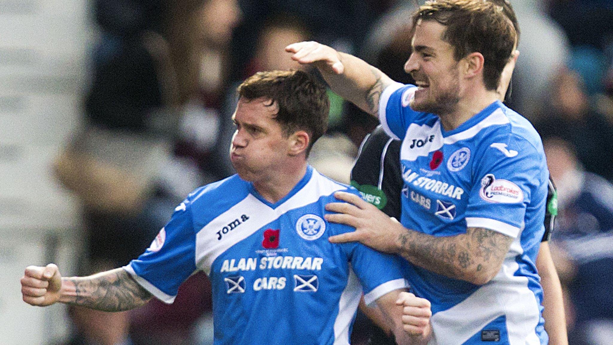 Danny Swanson celebrates his equaliser for St Johnstone