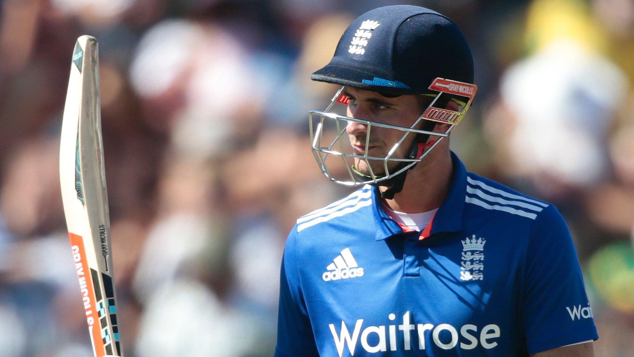 Alex Hales raises his bat