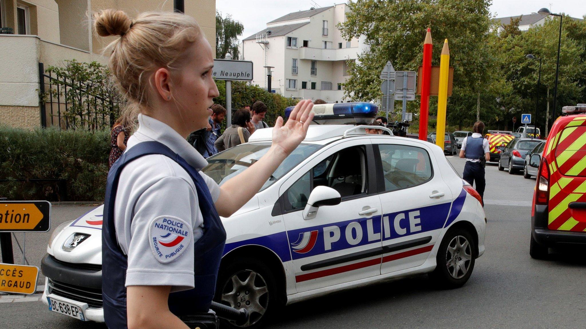 French police secure street