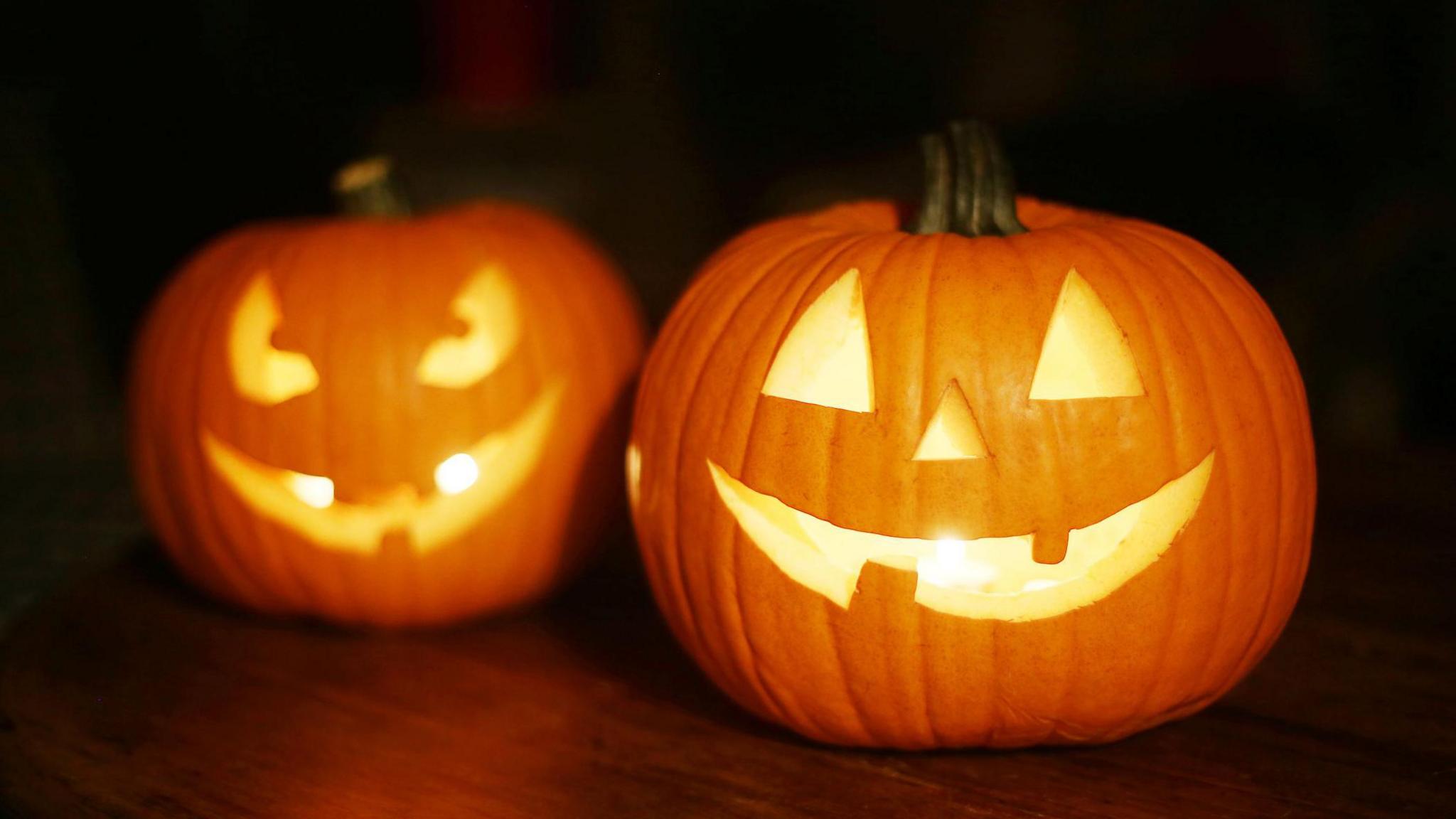 carved pumpkins. 