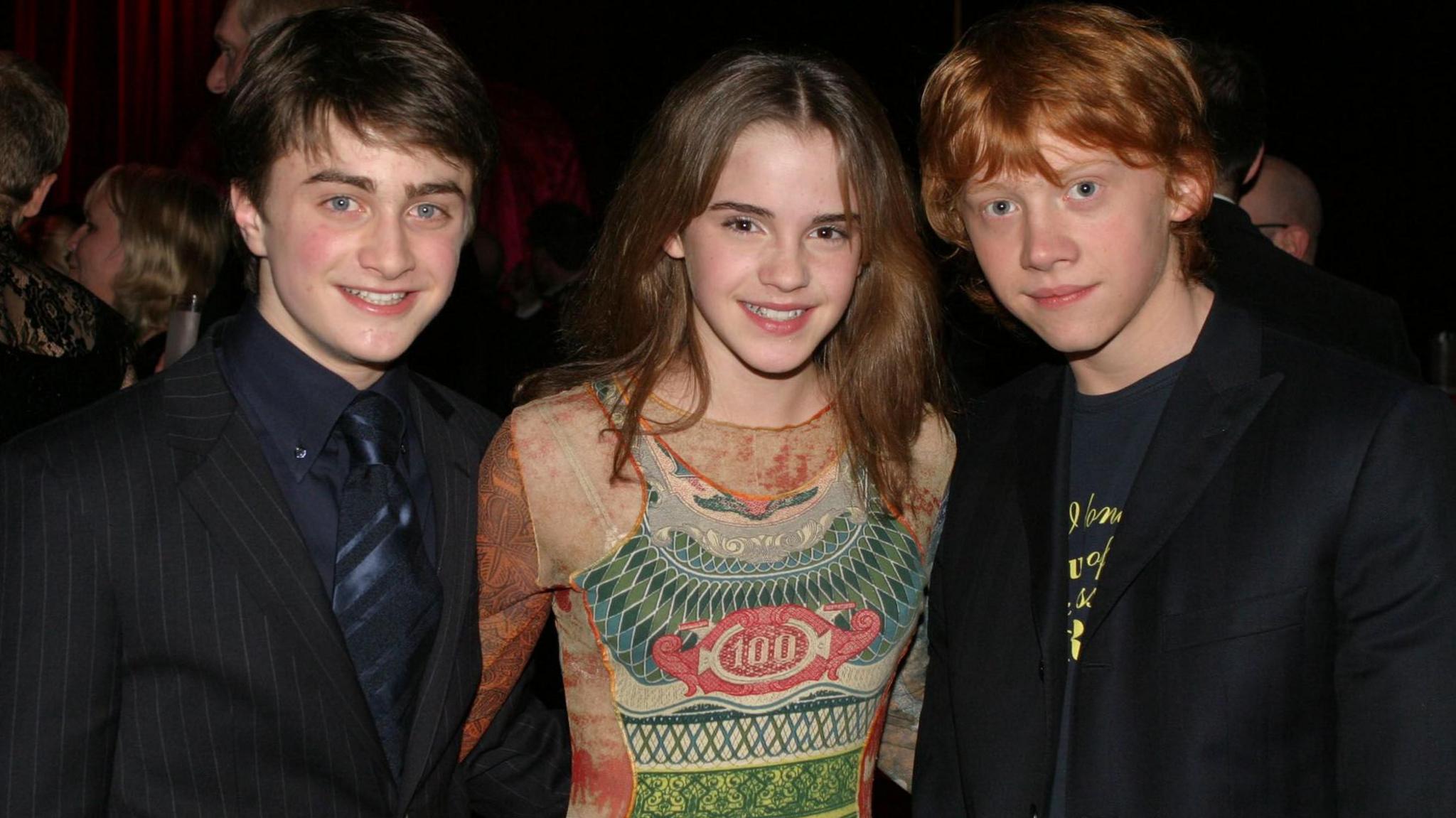 (Left to right) Daniel Radcliffe, Emma Watson and Rupert Grint pictured in 2003