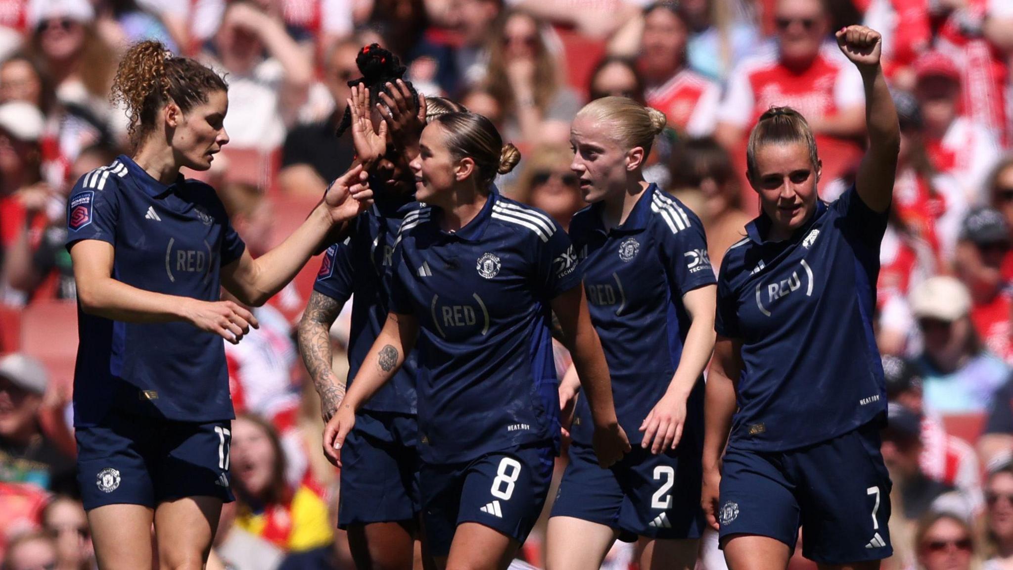 Man Utd celebrate their equaliser