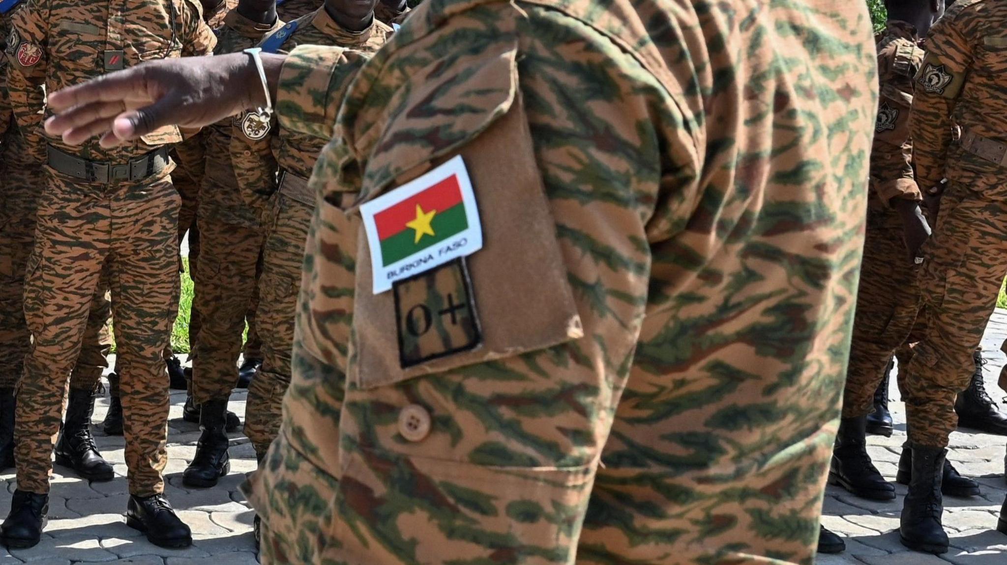 Burkina Faso soldiers in military camouflage uniform