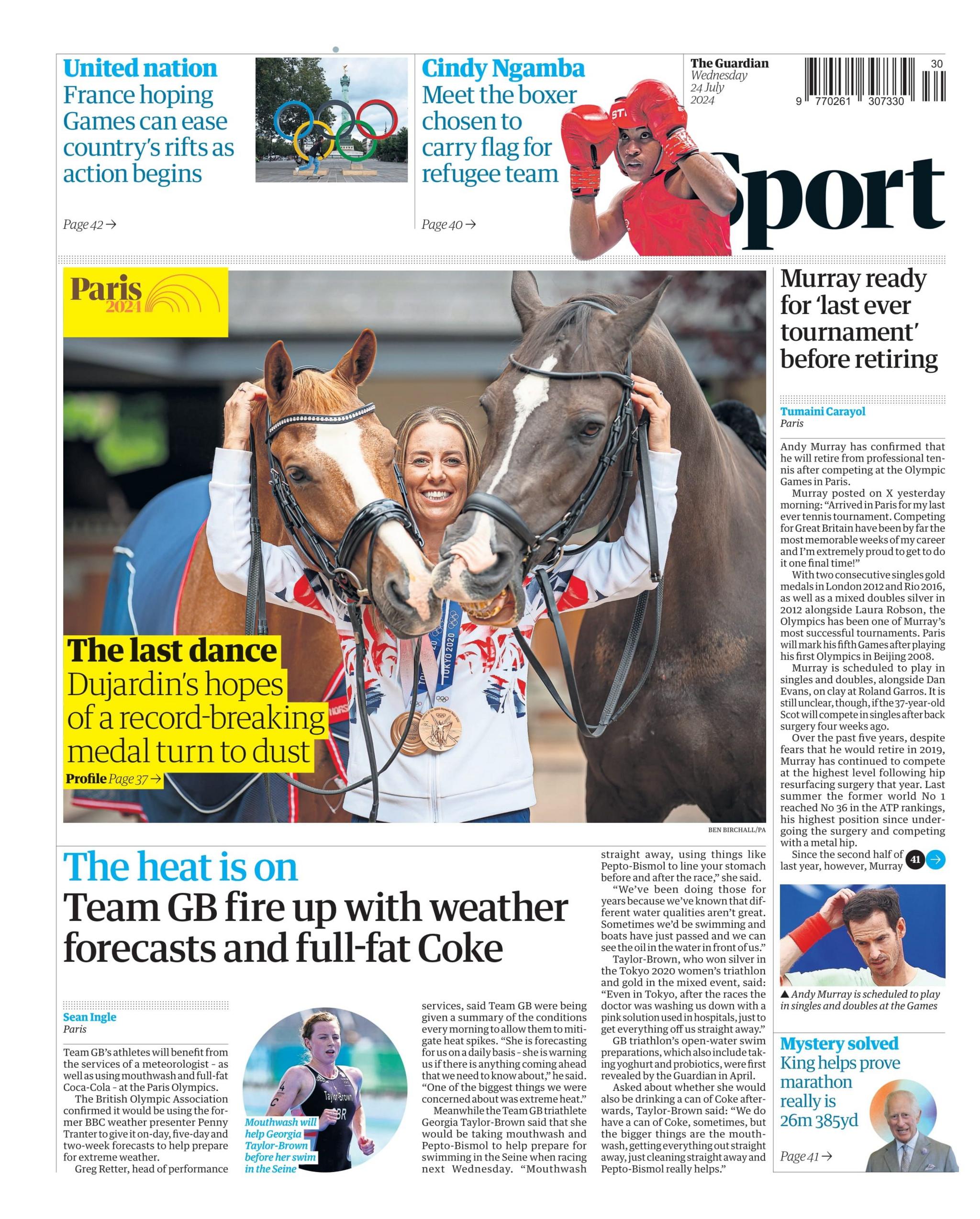 The back page of the Guardian